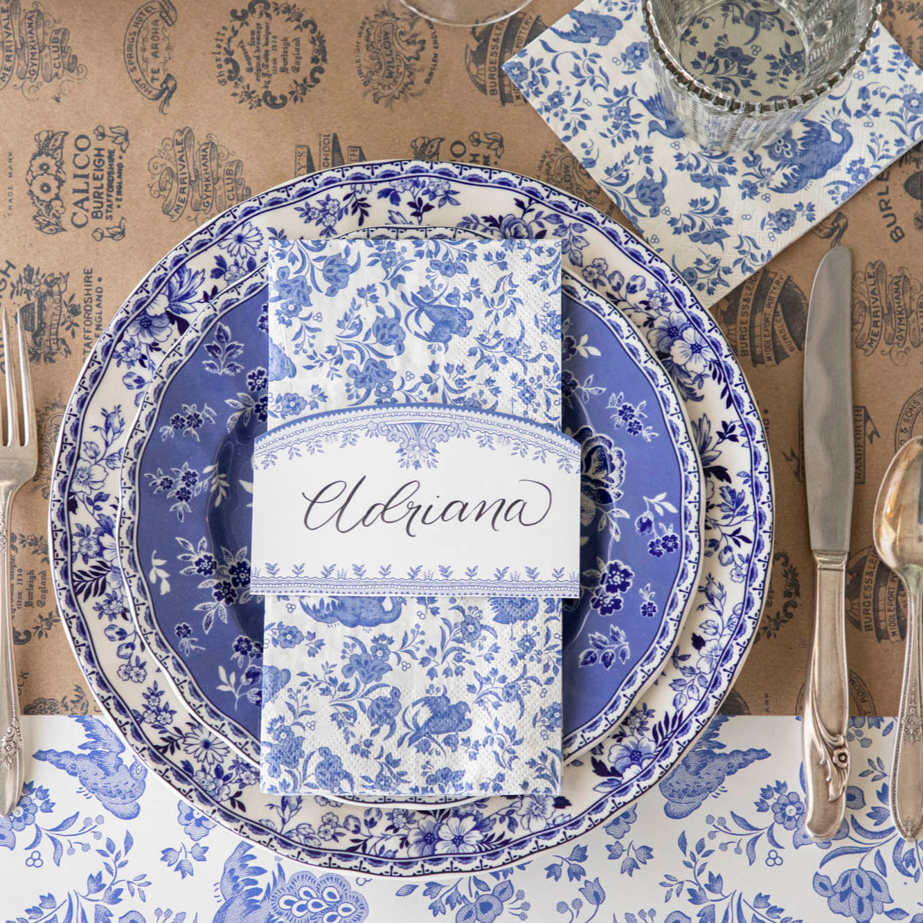 Premium Blue Regal Peacock Printed Paper Napkins for Elegant Dinner Parties, Wedding Receptions & Special Events - 20 Count Disposable Guest Napkins