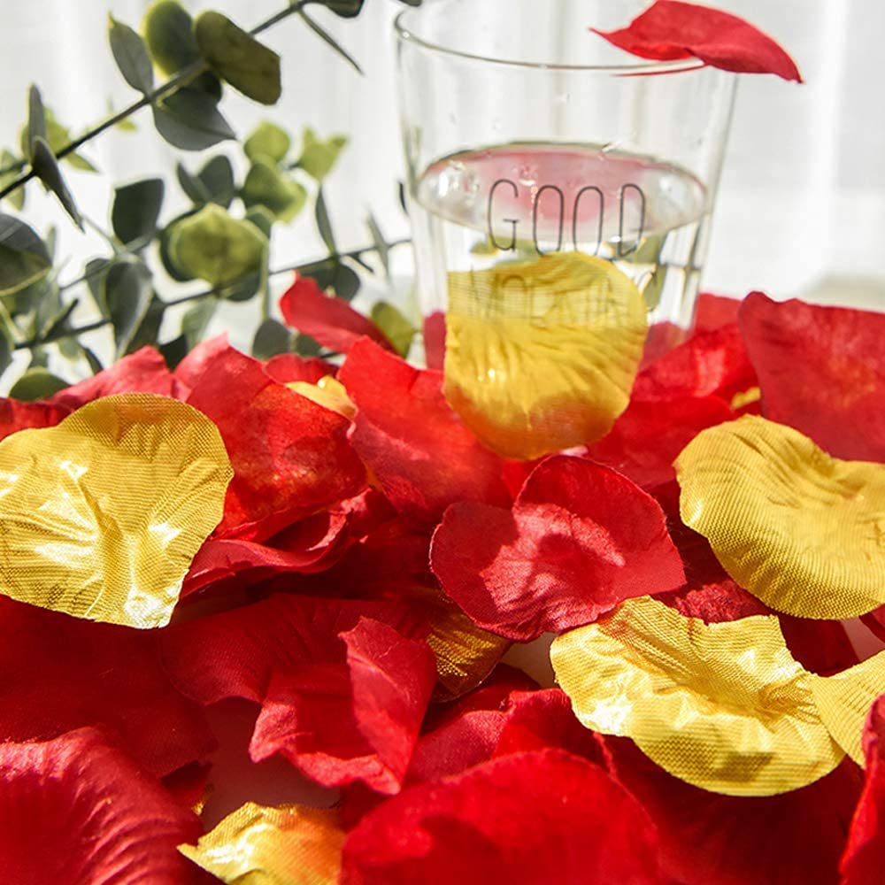 1000 PCS Artificial Rose Petals - Dark Red Fake Rose Petals for Wedding Decorations, Romantic Nights, Party & Event Centerpieces - Perfect for Valentine's Day, Anniversary, Bridal Shower and Table Scatter Decor