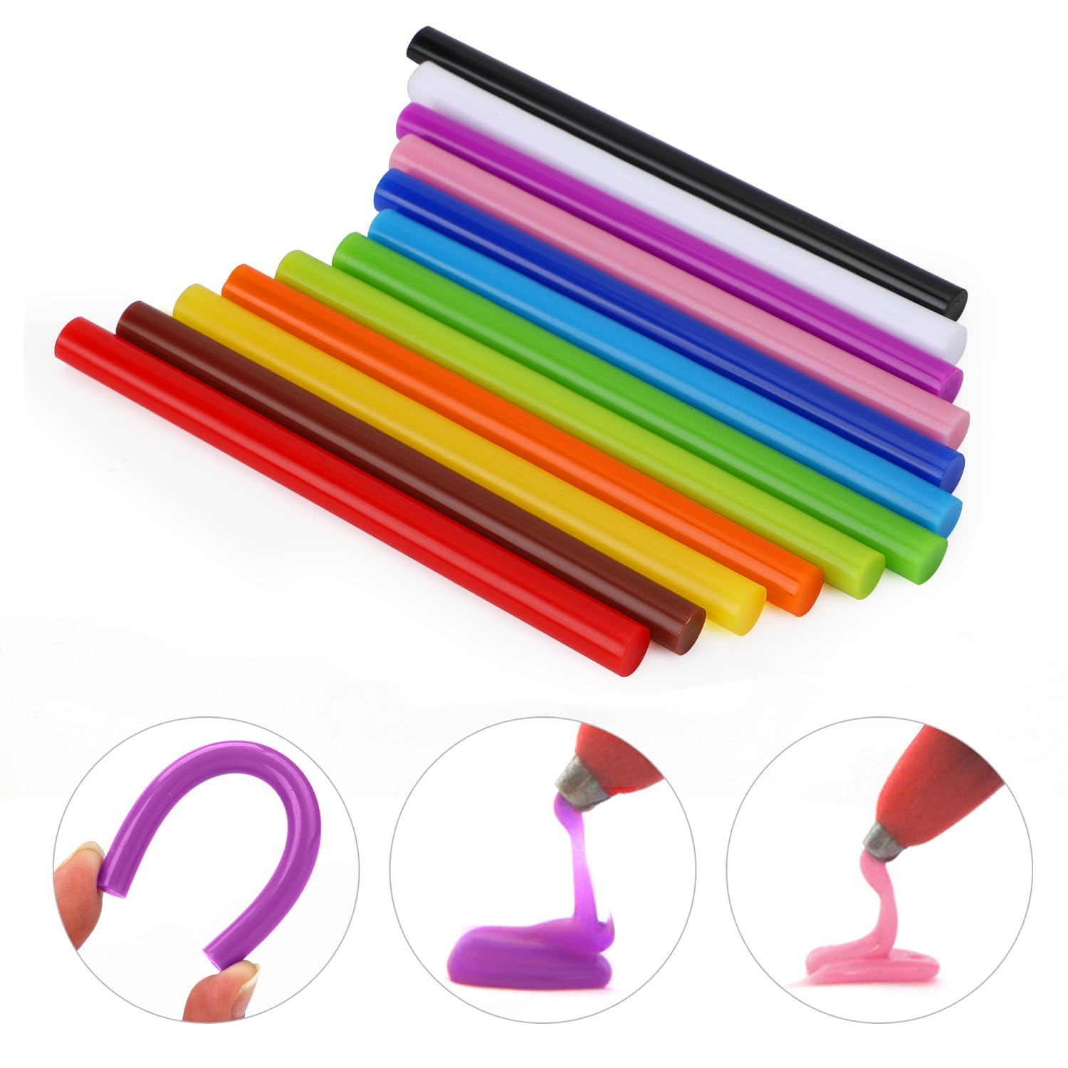 ENPOINT 72-Pack Colored Hot Glue Sticks - 0.27 x 3.93 Inch Mini EVA Adhesive for DIY Crafts, Art Projects, Home Repairs & School Supplies - 12 Vibrant Colors for Creative Bonding & Quick Fixes