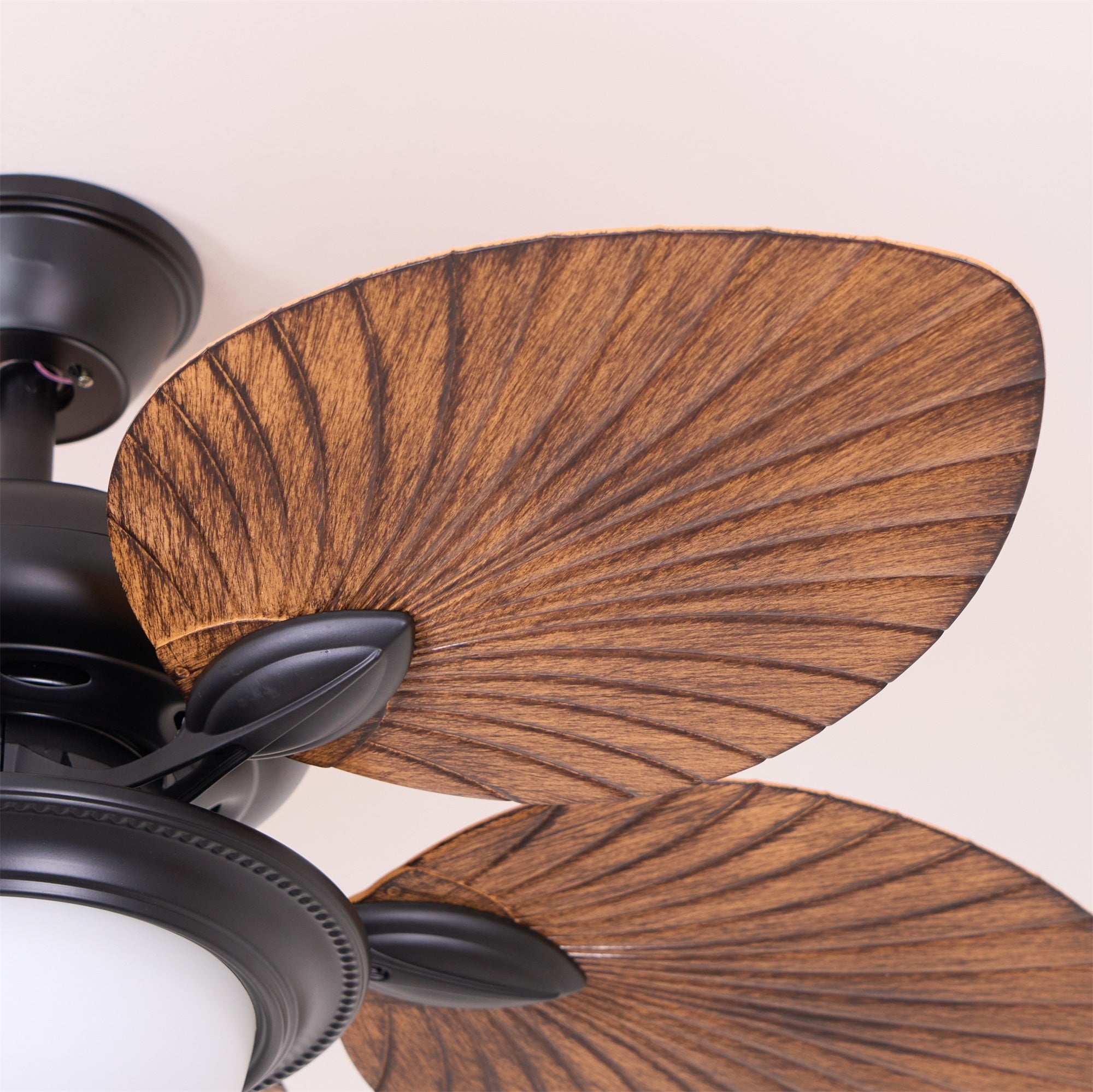 Natural Banana Leaf Ceiling Fan with Light - Tropical Decor for Indoor & Outdoor Living Spaces, Bedrooms, and Patios