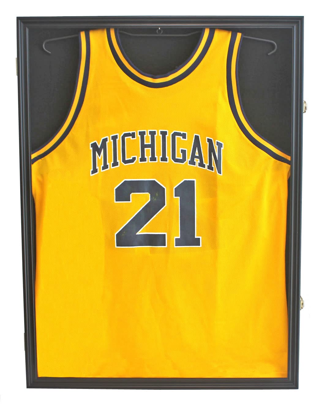 Lockable Jersey Display Frame - Large Sports Jersey Shadow Box with 98% UV Protection Acrylic & Hanger for Baseball, Basketball, Football, Soccer, Hockey Jerseys - Perfect for Home Decor, Man Cave, Sports Memorabilia Display & Gift Giving (Black Finish)