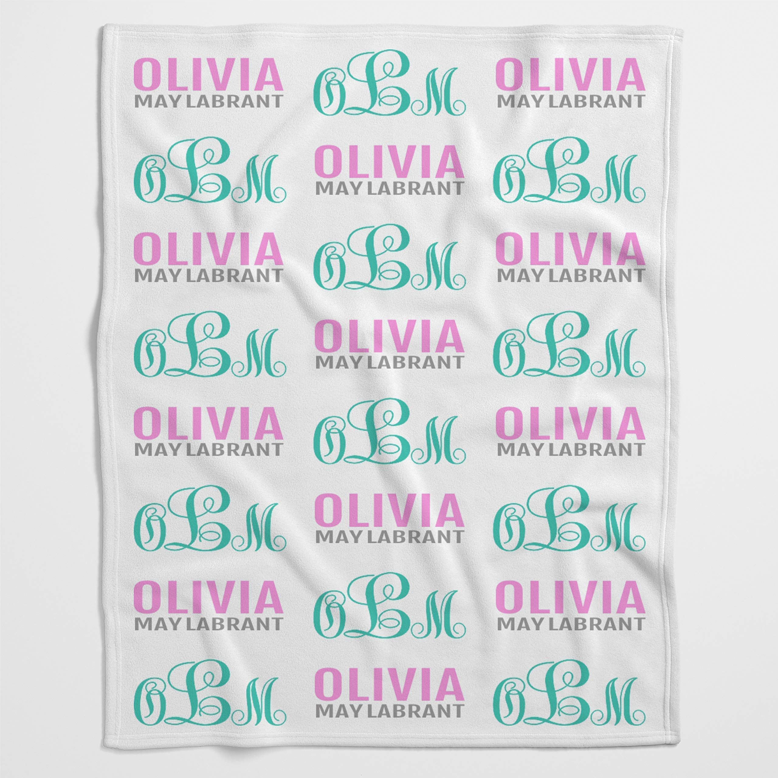 Personalized Monogram Baby Blanket for Girls - Custom Name Minky Fleece Blanket in World Color Scheme - Perfect for Nursery, Gift Giving & Photo Shoots