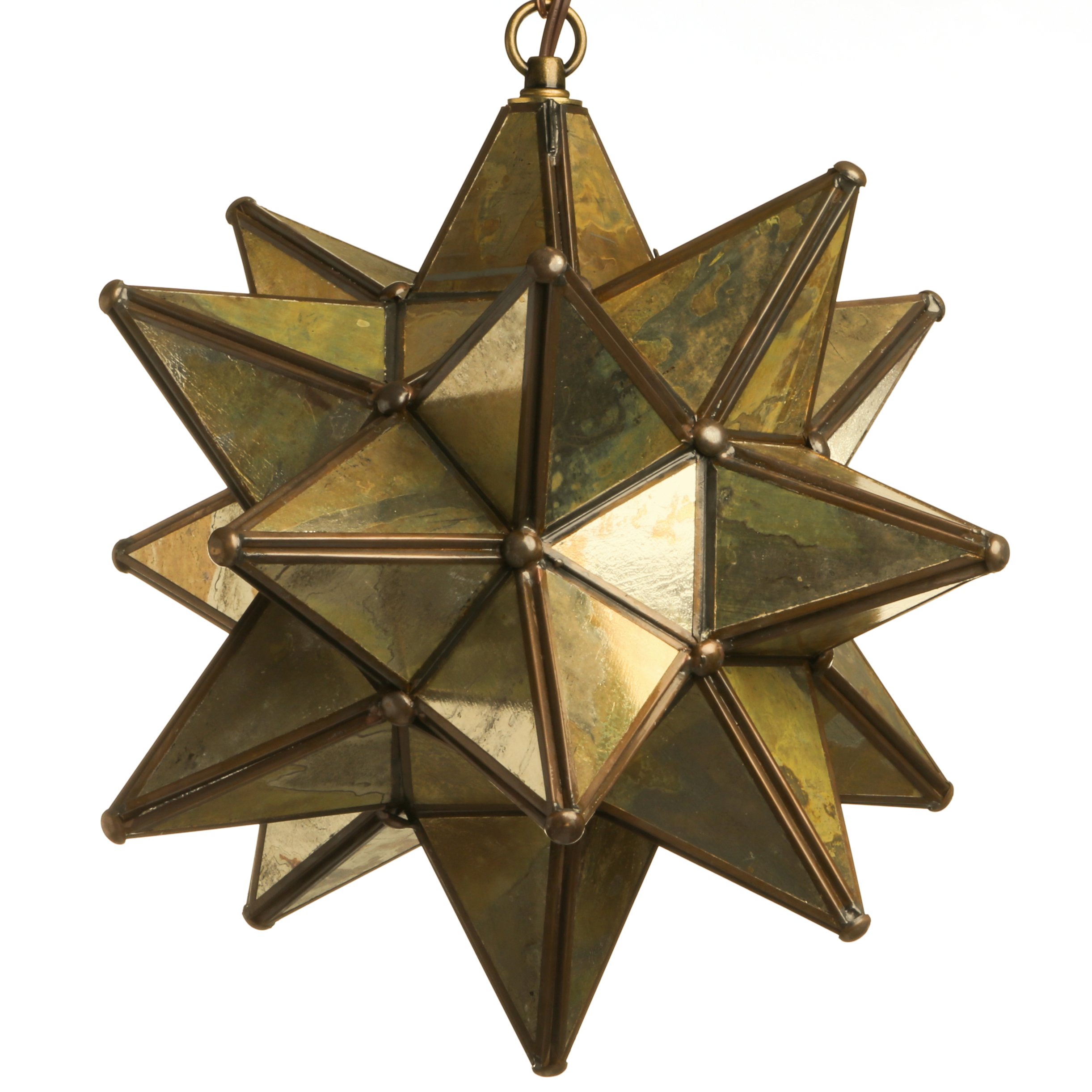 12 Inch Glass Star Pendant Light with Mirror Finish - Modern Ceiling Lighting for Bedroom, Dining Room, and Living Room Decor