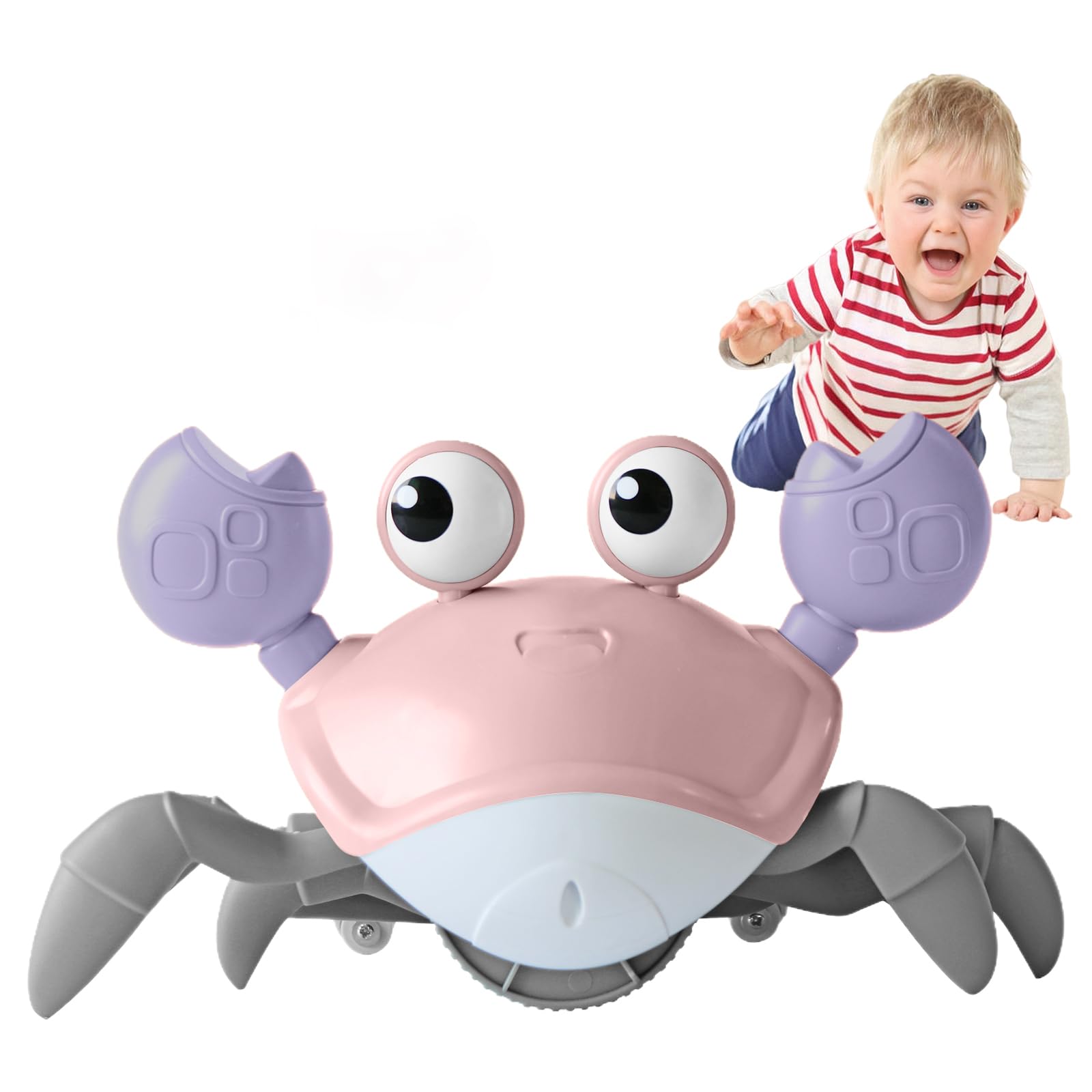 Interactive Crawling Crab Baby Toy - Sensory Learning Toy for Infants 3-12 Months - Encourages Crawling & Tummy Time - Perfect Gift for Boys & Girls (Pink) | Ideal for Early Development, Playtime & Motor Skills Practice