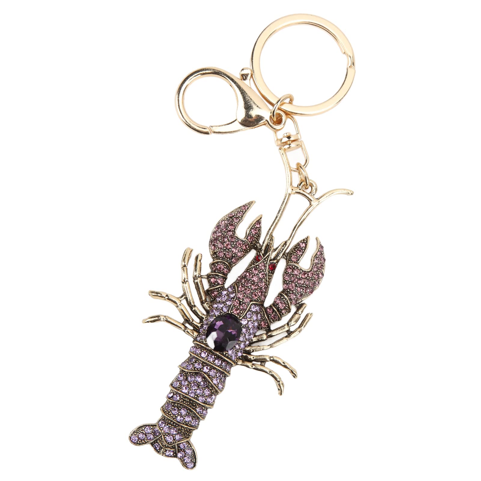 Sparkling Rhinestone Lobster Keychain for Women - Elegant Silicone Keyring Bracelet with Alloy Pendant - Perfect for Backpacks, Wallets, Handbags & Purse Accessories (Purple) - Great Gift for Beach Lovers & Seafood Enthusiasts