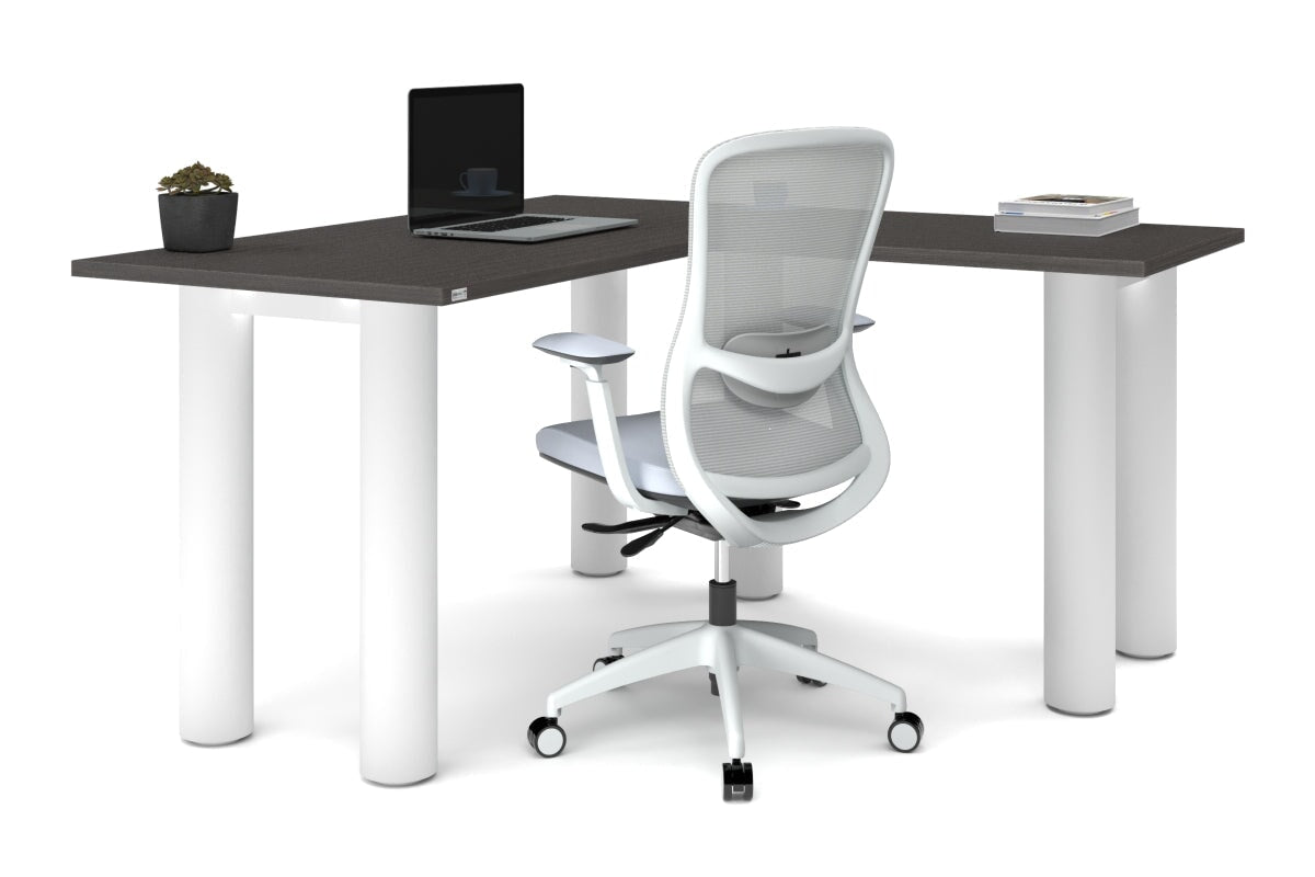 L-Shaped Corner Office Desk with Quadro Cylinder Legs - 1400L x 1450W Dimensions - Perfect for Home Office, Gaming Setup & Workspace Organization