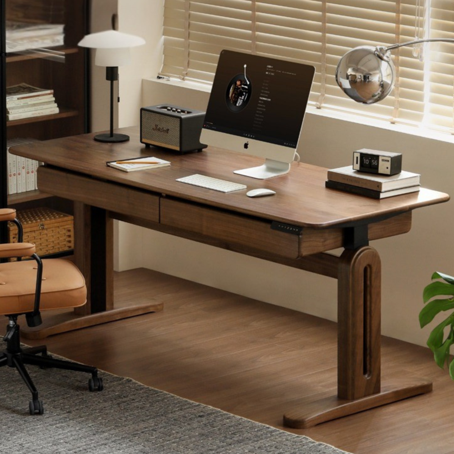 Black Walnut Solid Wood Electric Height Adjustable Standing Desk - Ergonomic Home Office Desk for Work & Study - Perfect for Remote Work, Gaming, and Standing Workstations