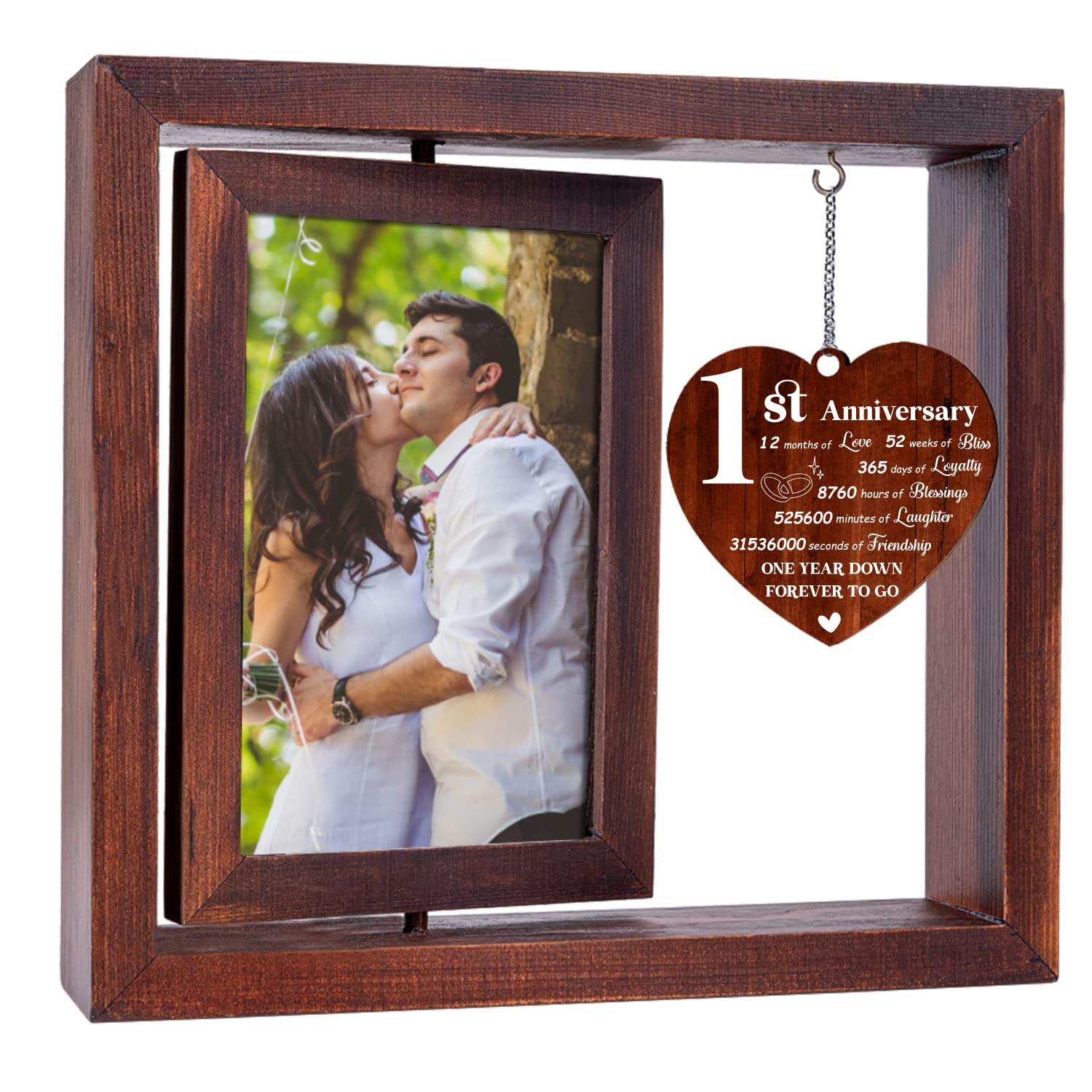 Vetbuosa 1st Anniversary Wedding Gift - 4x6 Rotating Picture Frame for Couples | Romantic Keepsake for Husband, Wife & Bridal Gifts | Perfect for Home Decor, Wedding Anniversaries & Special Occasions