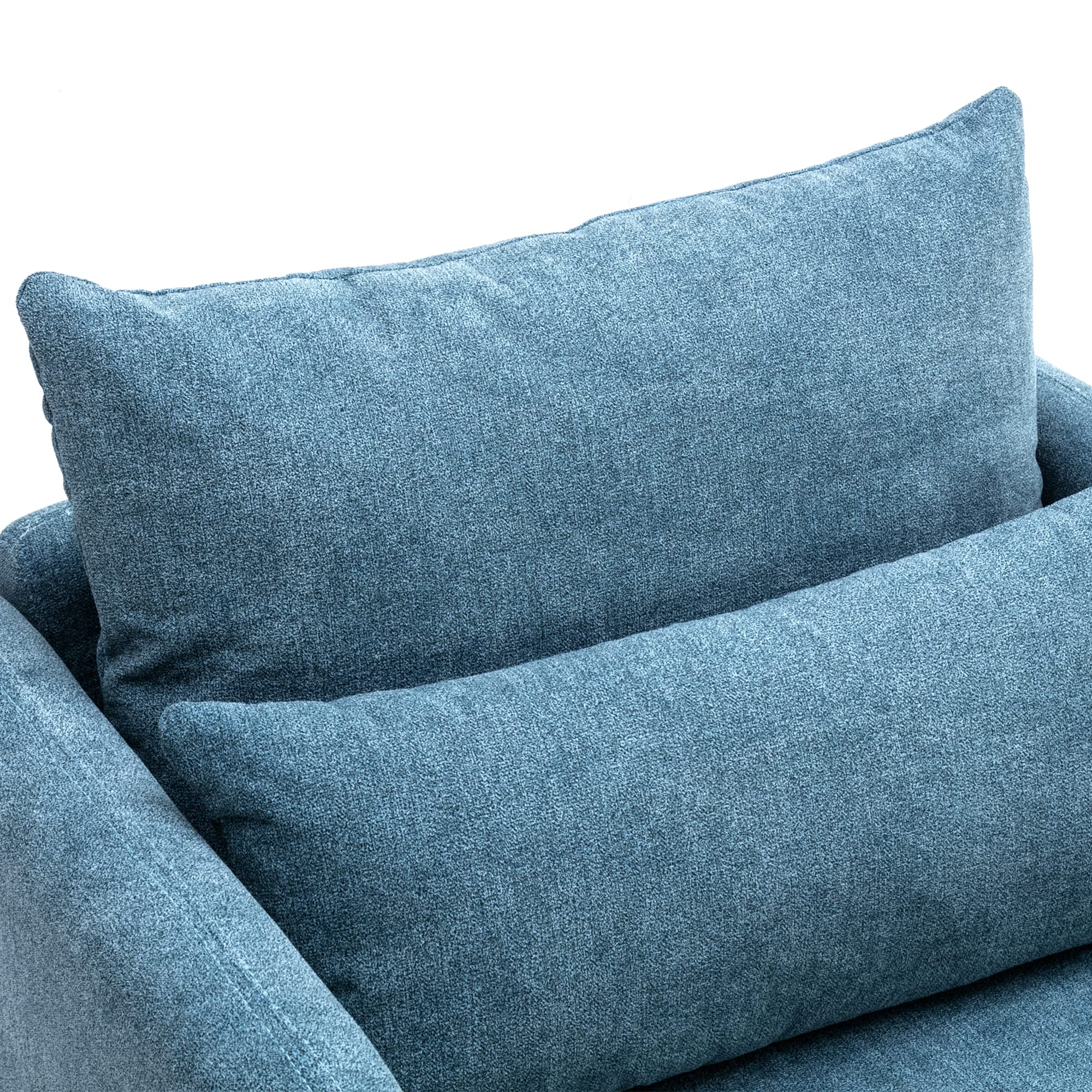 Modern Fabric Accent Arm Chair - High Back Comfy Single Sofa Chair with Solid Wood Legs & Pillow - Navy Blue Living Room, Bedroom, Reading Nook Seating - Perfect for Relaxing, Reading & Home Decor