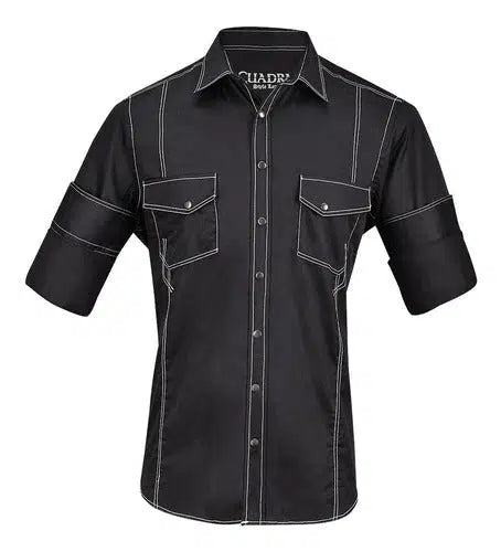 CM00063 Cuadra Black Fashion Cowboy Cotton Shirt for Men - Western Style Casual Wear for Rodeo, Party & Outdoor Adventures