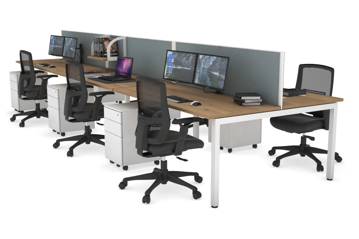 Quadro Square Legs 6-Person Office Workstation Desk [1600L x 700W] - Perfect for Team Collaboration & Open Office Spaces