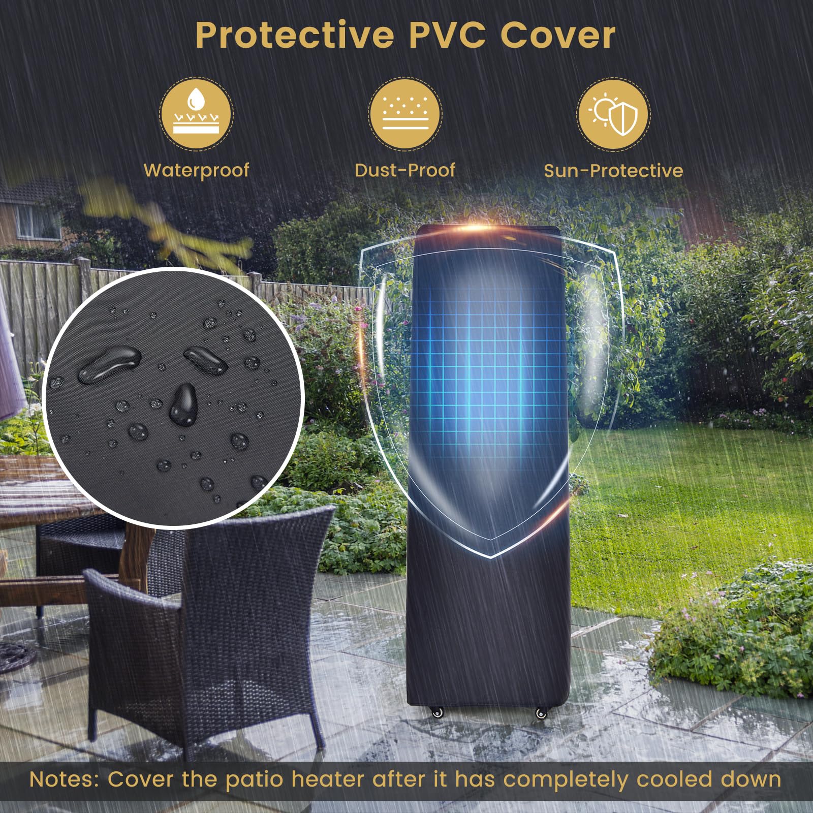 Giantex 41,000 BTU Outdoor Propane Patio Heater with Cover, Wheels & Adjustable Feet - CSA Certified Portable Gas Heater for Garden, Yard, Deck, Backyard, Restaurant, Camping (Black) - Ideal for Outdoor Dining, Parties & Cold Weather Use