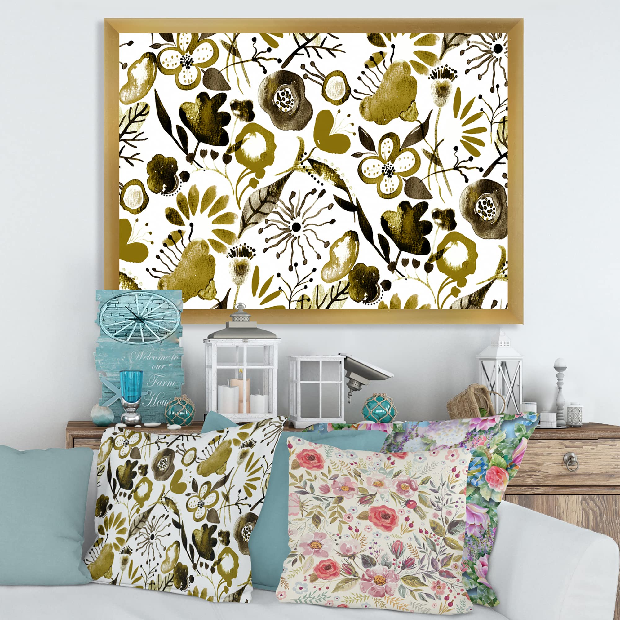 DesignQ Vibrant Abundance of Wildflowers II Modern Framed Wall Art - Floral Canvas Painting for Living Room, Bedroom & Office Decor