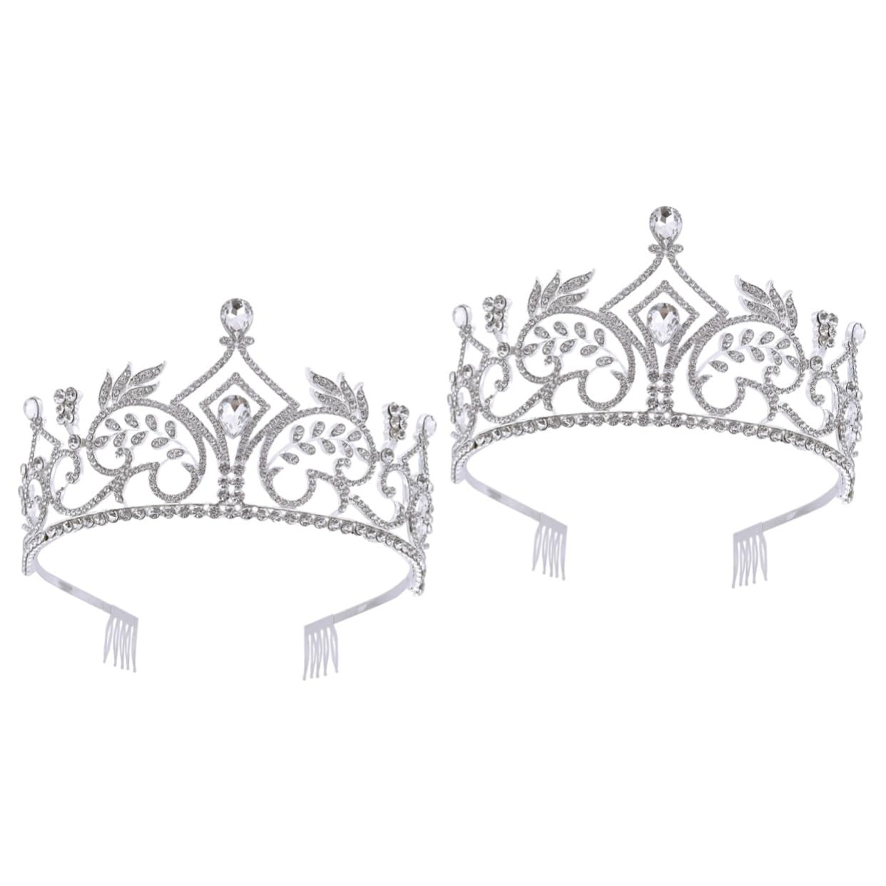 FOMIYES 2pcs Rhinestone Wedding Tiara Headpiece - Bridal Hair Accessories for Bride, Prom, Cosplay, Party & Photo Props - European Style Headband for Girls & Women