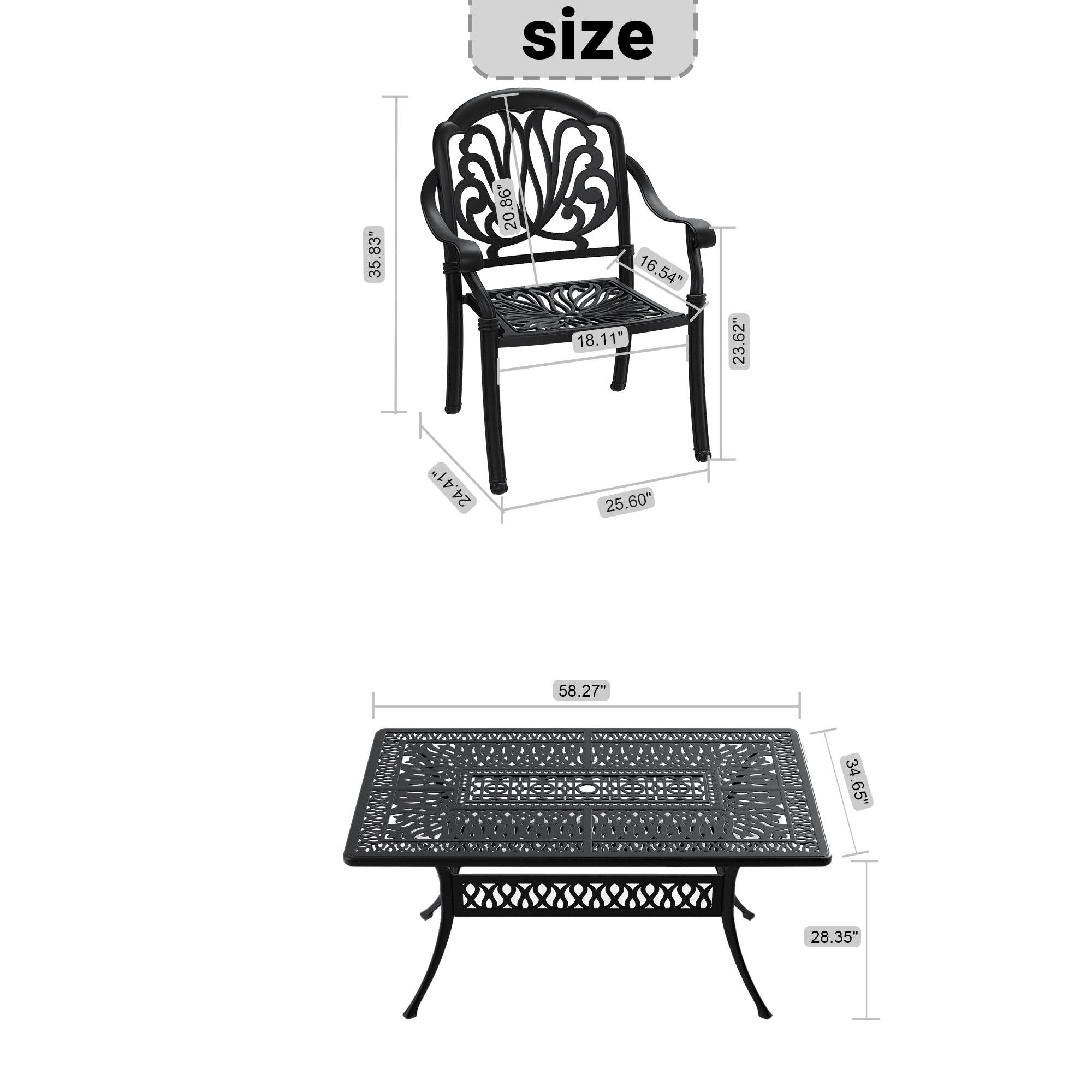 5-Piece Cast Aluminum Patio Furniture Set with Cushions (Random Colors) - Durable Outdoor Seating for Garden, Poolside & Backyard Relaxation