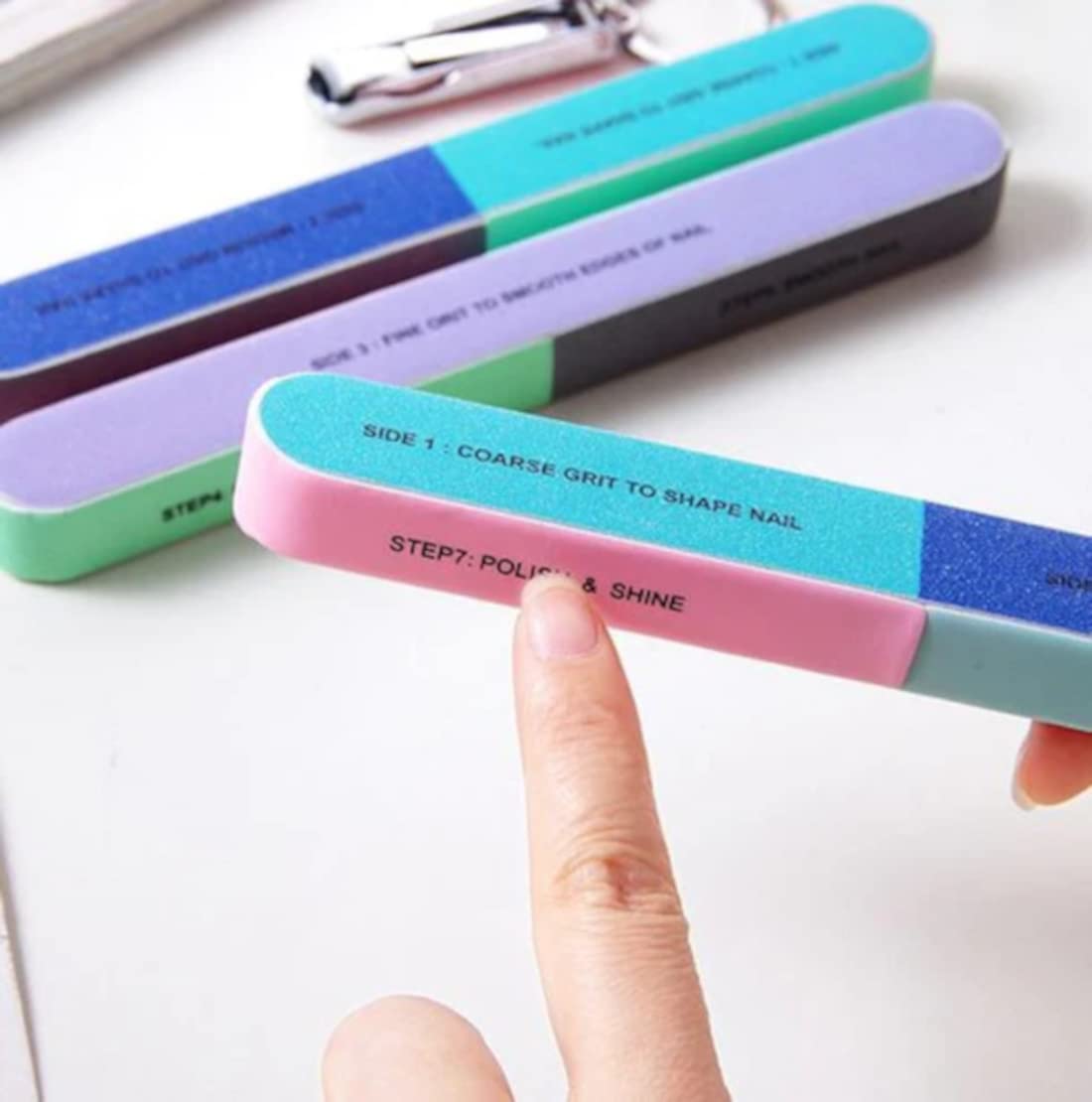 Jannat Impex 7-Sided Nail File and Buffer - Professional Nail Shaping & Polishing Tool for Shiny Nails (Pack of 2) | Perfect for Home Manicures, Salon Use & Travel Nail Care