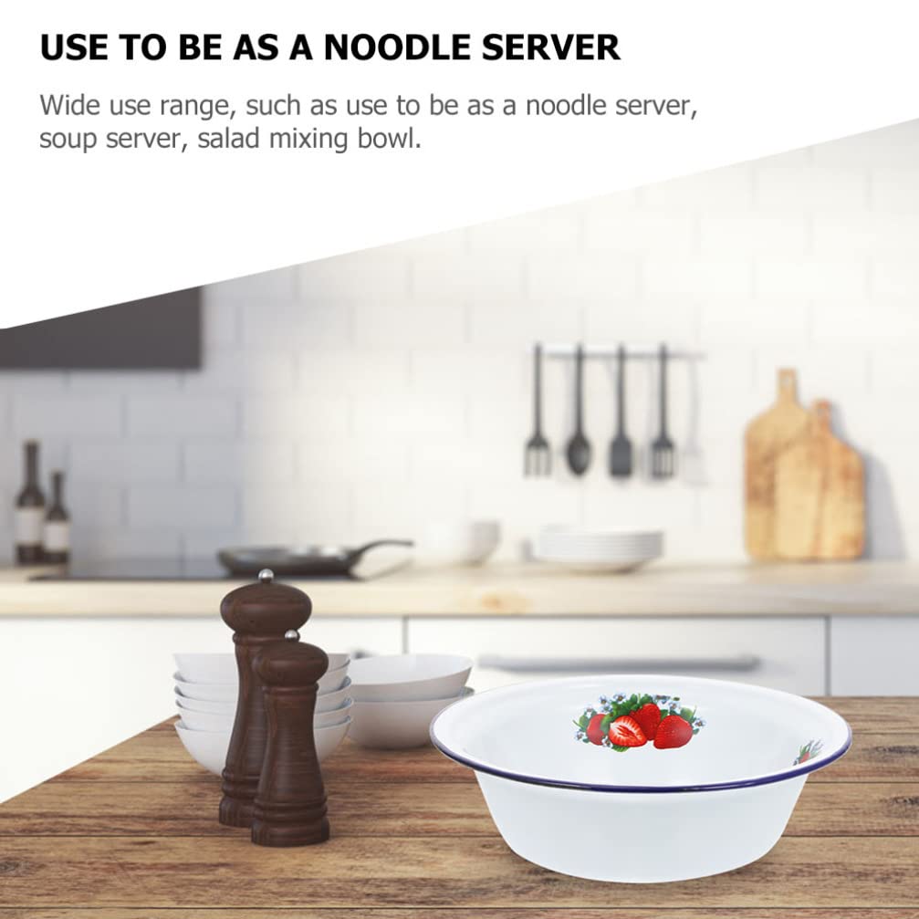 Hemoton Enamel Bowl - Multipurpose Camping & Kitchen Use for Fruits, Soup, Salad