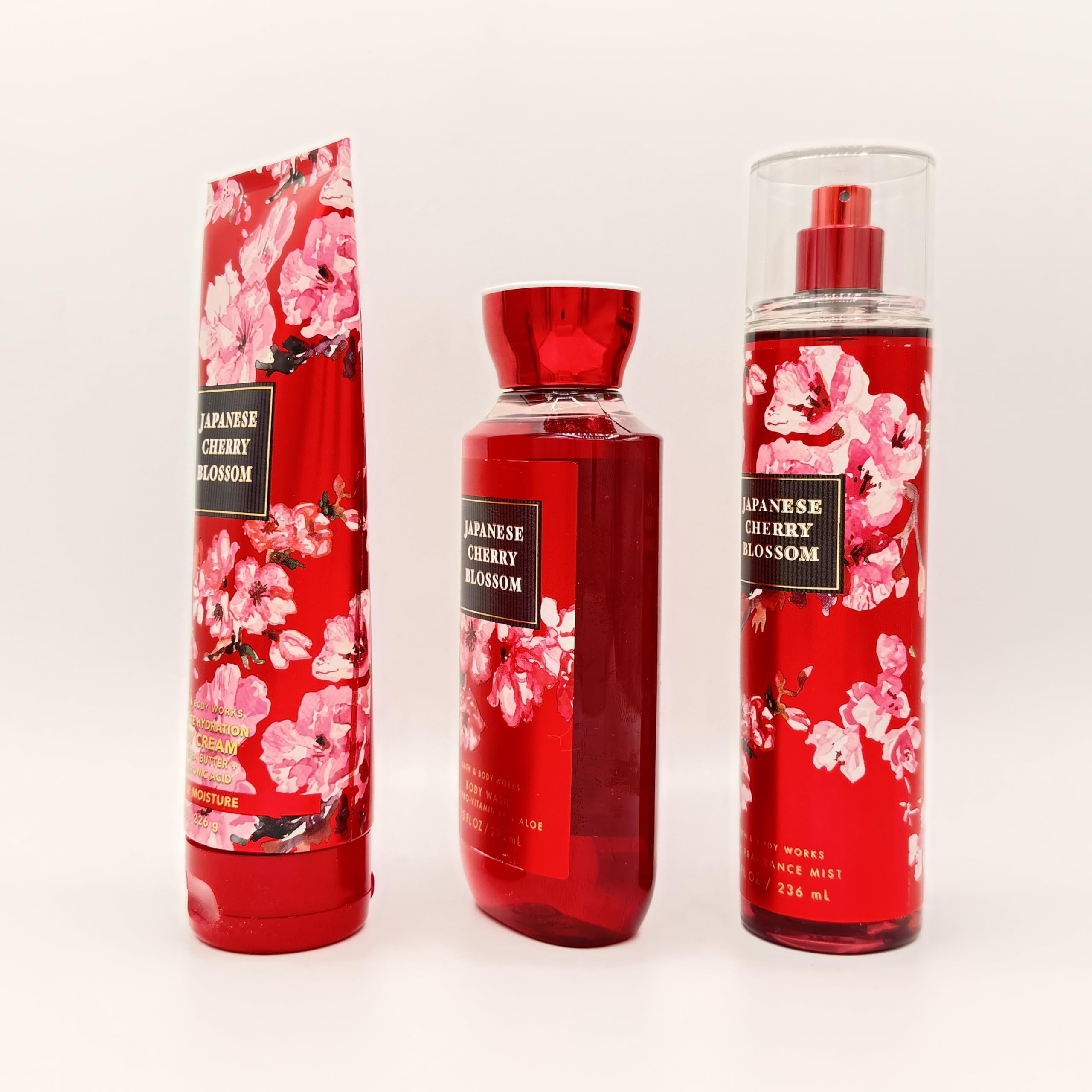 Japanese Cherry Blossom 3-Piece Bath & Body Gift Set - Moisturizing Body Cream, Hydrating Shower Gel & Refreshing Fragrance Mist | Perfect for Spa Day, Self-Care Routine & Romantic Gifts