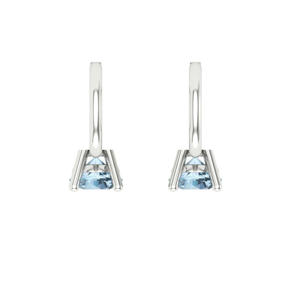 0.4 Carat Natural Sky Aquamarine Solitaire Leverback Drop Earrings in 14K White Gold - Unisex Dangle Earrings for Wedding, Party & Everyday Wear | Conflict-Free Gemstone Jewelry