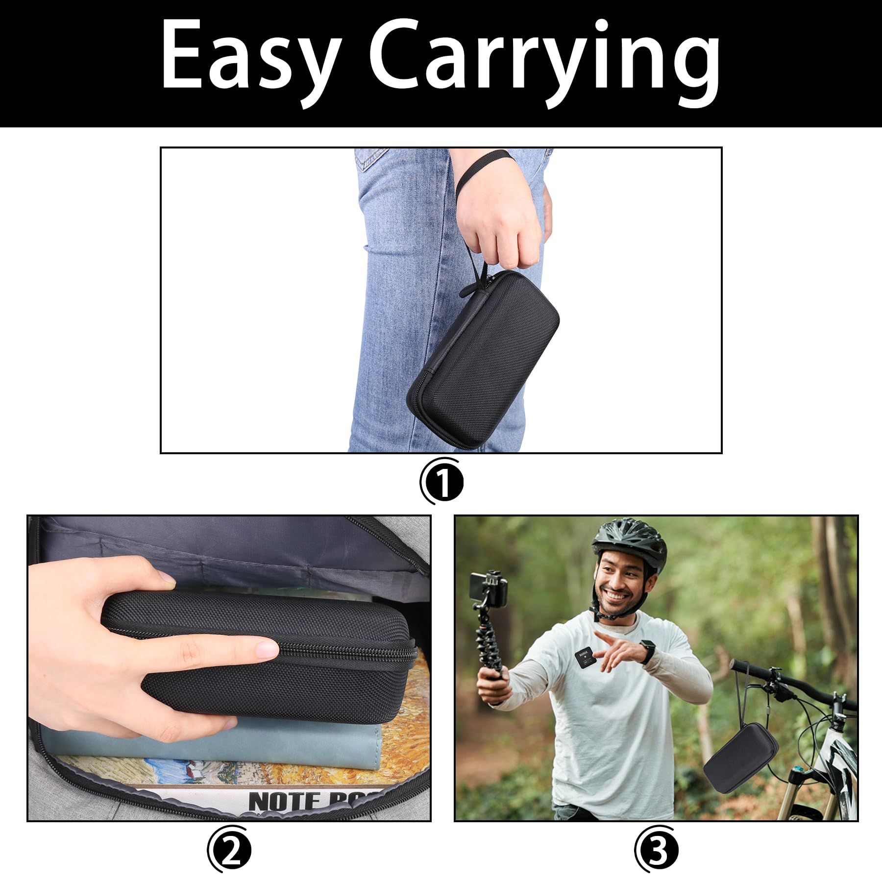 Aenllosi Hard Carrying Case for Rode Wireless ME & Wireless GO II Microphone - Durable Protective Storage Box for Rode Wireless ME Clip & Wireless GO II Dual Channel Digital Wireless Mic System (Black) - Perfect for Travel, Studio & Field Recording