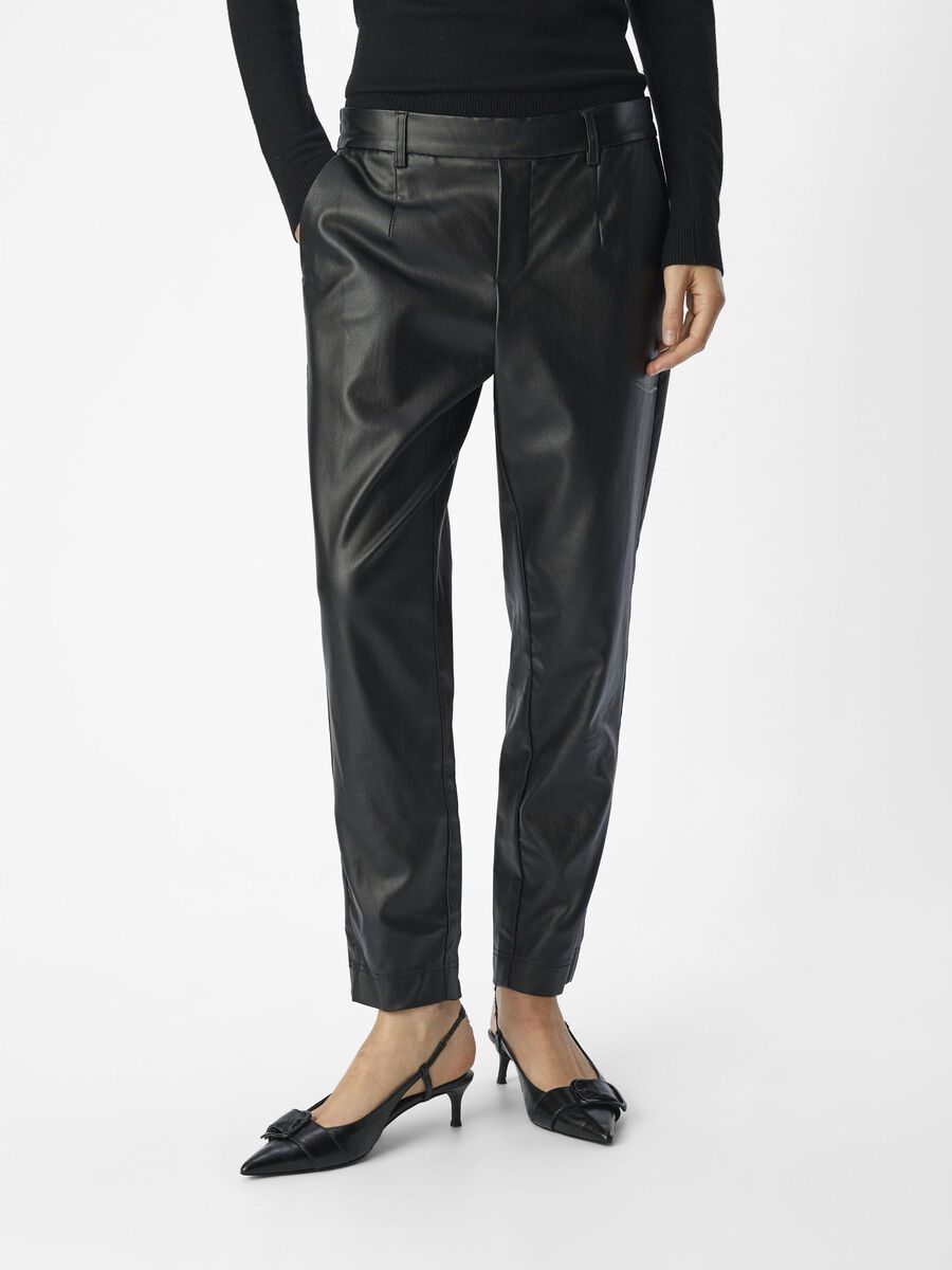 Emma Tapered Coated Pants for Women - High Waist Slim Fit Stretch Work Pants (Black) - Perfect for Office, Business Casual & Professional Workwear