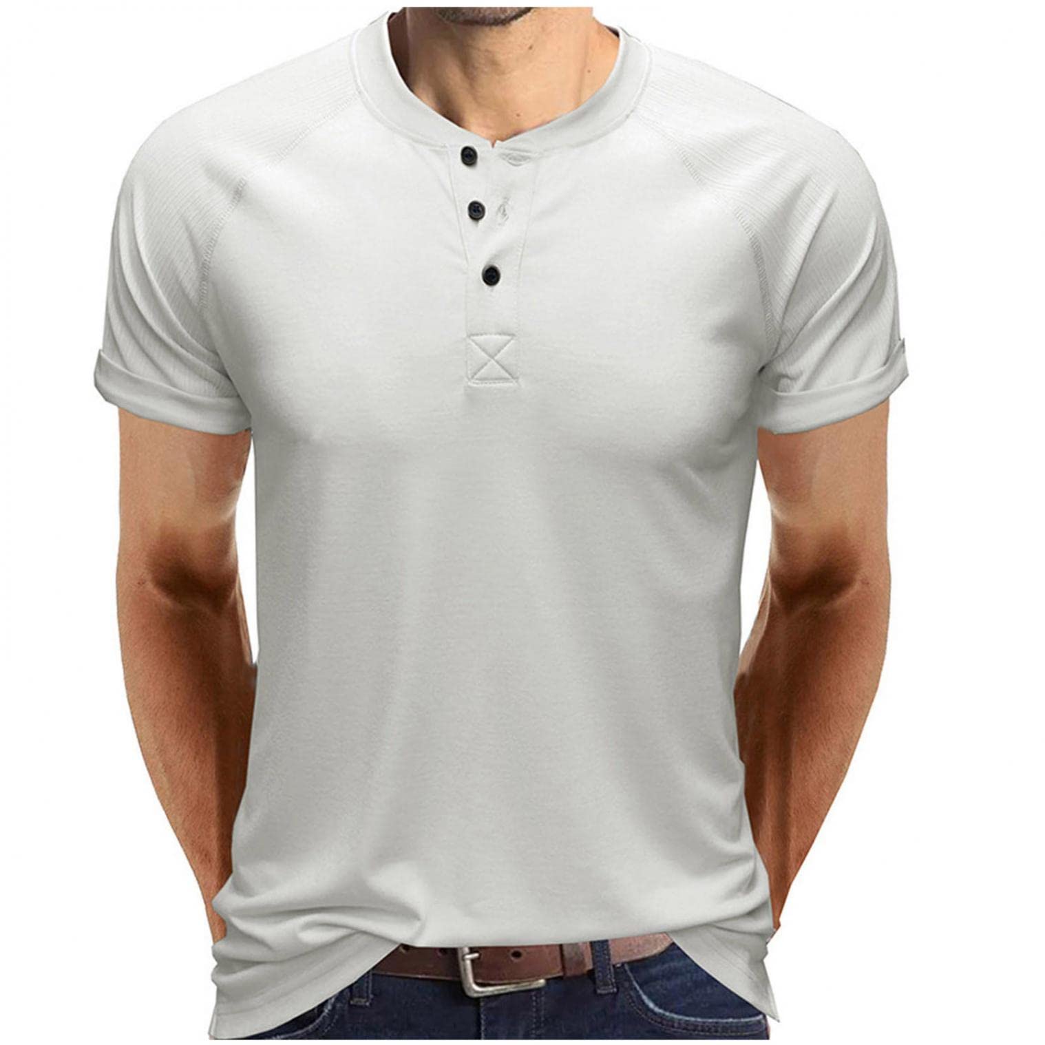 Men's Short Sleeve Henley T-Shirts with Button Placket - Breathable Summer Casual Tees for Everyday Wear & Outdoor Activities