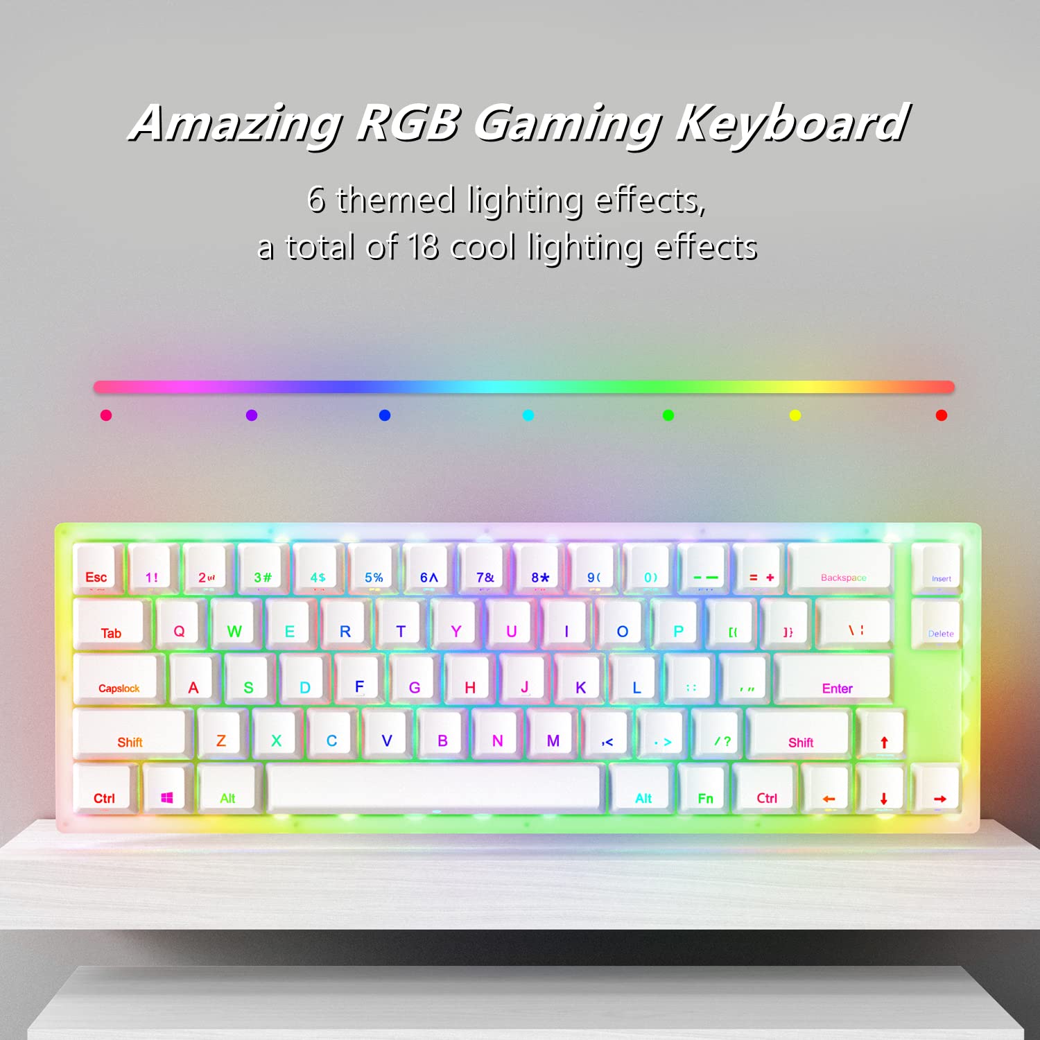 Womier K66 60% Hot Swappable RGB Mechanical Gaming Keyboard with Gateron Yellow Switches - Compact Wired Keyboard for PC, PS4, Xbox - Perfect for Gaming, Typing & Office Work (White)