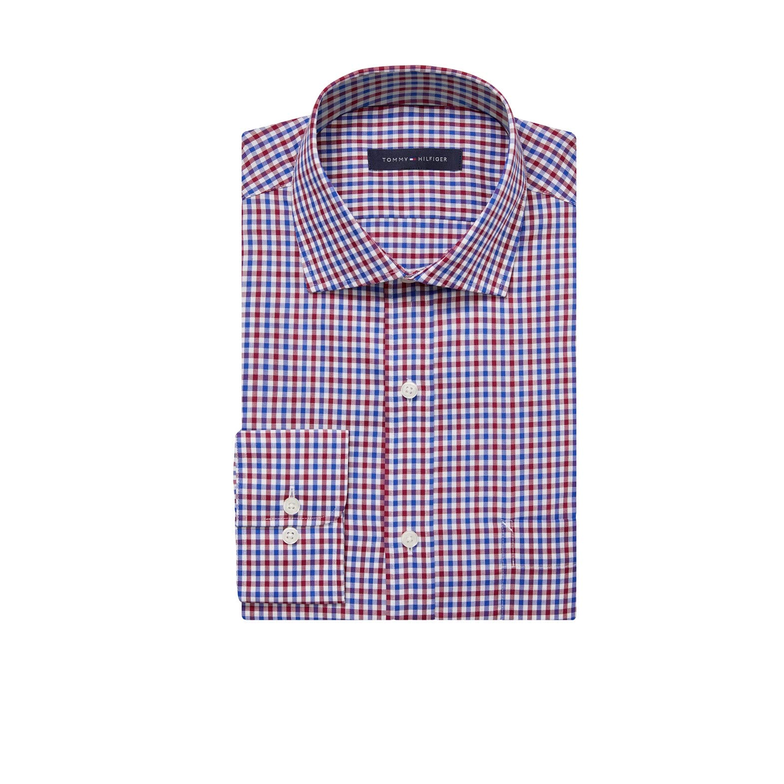 Tommy Hilfiger Men's Regular Fit Non-Iron Check Dress Shirt - Classic Office & Formal Wear for Business & Special Occasions
