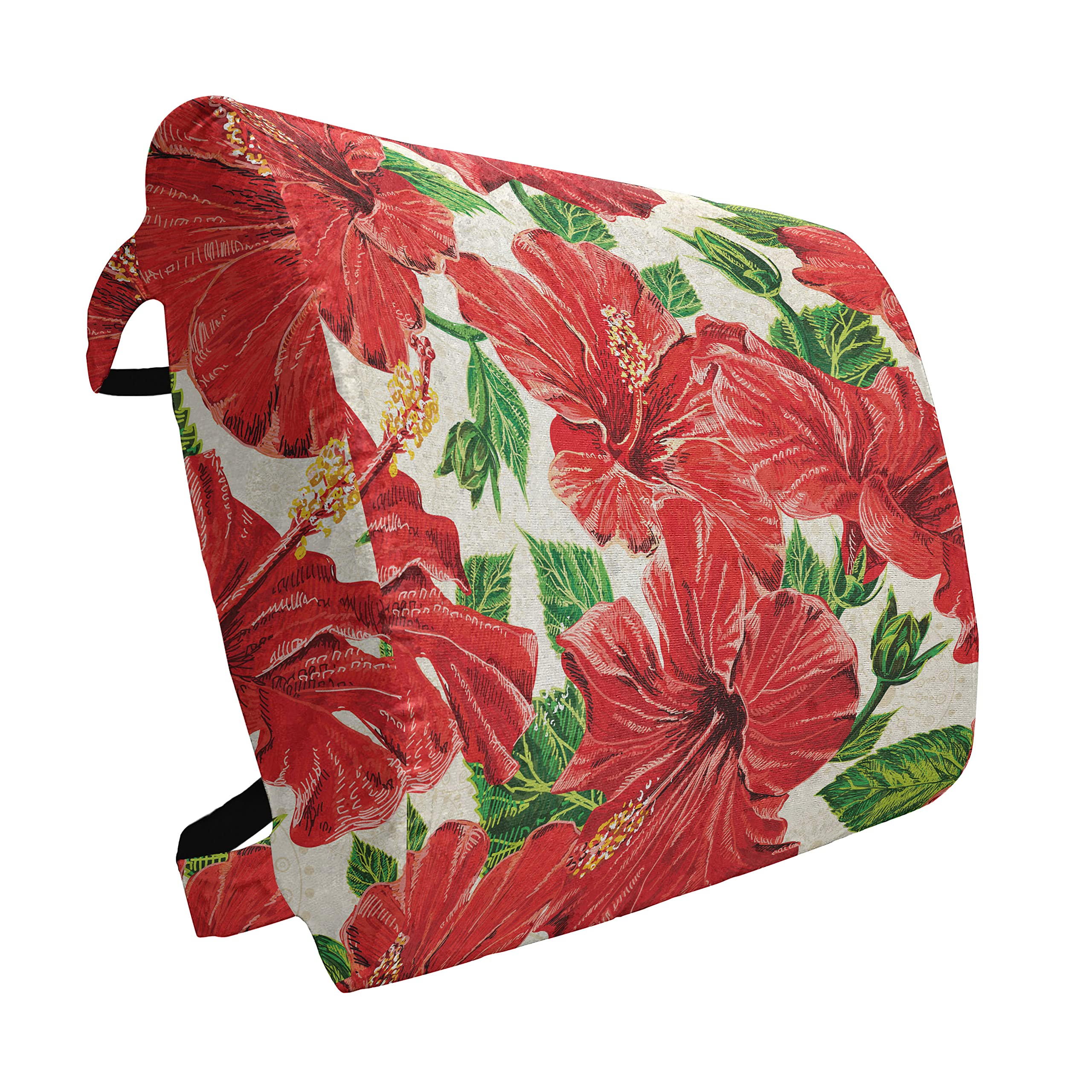 Ambesonne Hawaii Lumbar Support Pillow - Hand Drawn Floral Bouquet with Red Hibiscus Retro Design - High Density Foam for Office Chair & Car Seat - 14