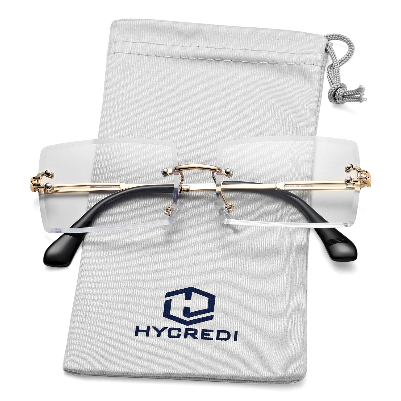 Stylish Rectangle Sunglasses for Men & Women - Small Rimless Square Shades UV Protection - Perfect for Driving, Beach & Outdoor Activities