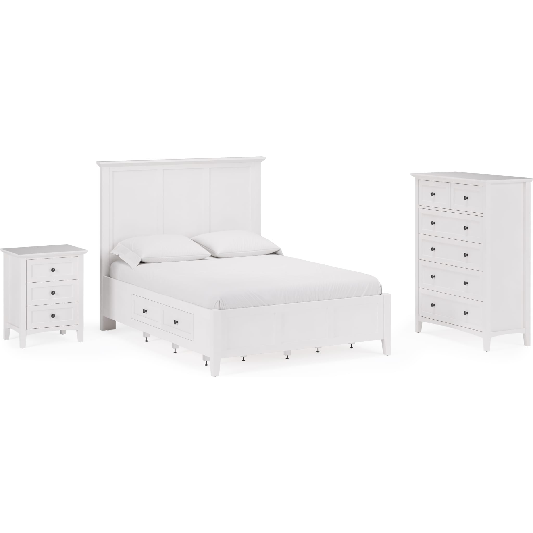 Grace 4-Drawer Platform Storage Bed Frame - Snowfall White - Queen Size, Modern Minimalist Bedroom Furniture for Small Spaces & Apartment Living