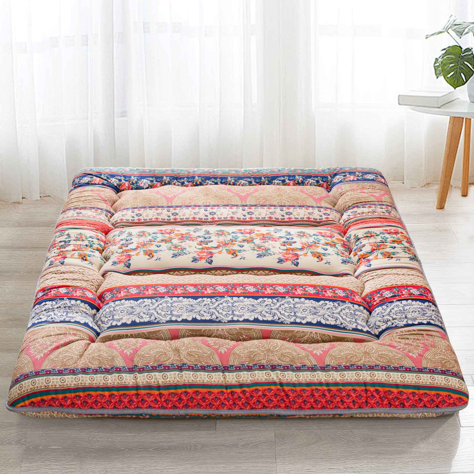 MAXYOYO Floor Mattress - Japanese Bohemian Style Futon Mattress for Adults & Kids | Foldable Floor Bed for Guest Room, Dorm, Camping & Yoga