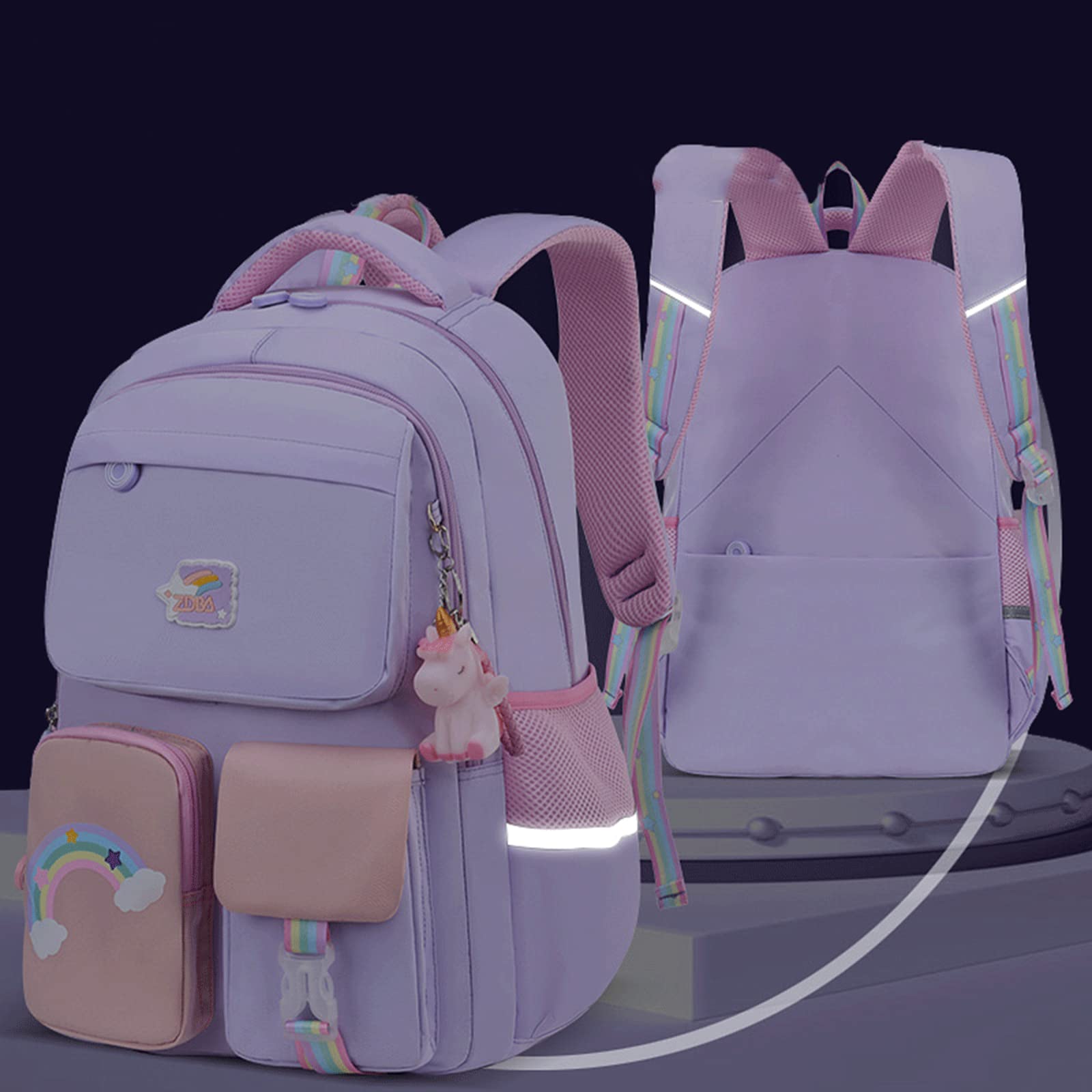 **Cute Unicorn Backpack for Kids - Blue Rainbow School Bag for Girls & Boys, Lightweight & Durable Bookbag for Elementary Students - Perfect for School, Travel & Daily Use**