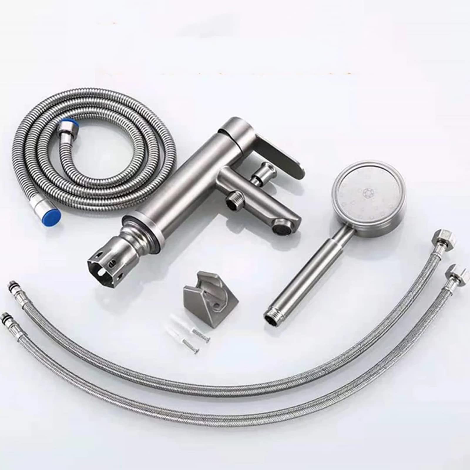 304 Stainless Steel Brushed Single Hole Bathroom Faucet with Handheld Shower Head - Single Handle Hot and Cold Mixer Tap for Bathroom Sink - Perfect for Modern Home, Apartment, and Hotel Renovations