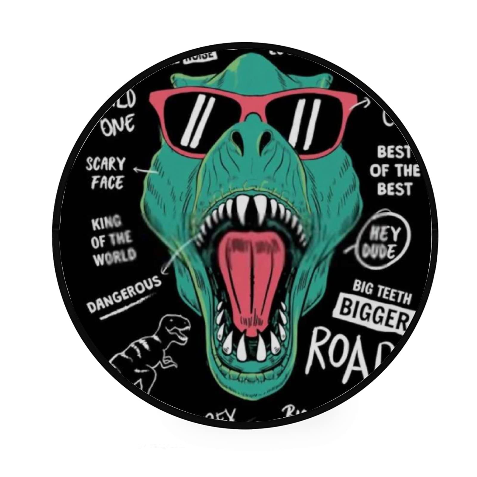 Dinosaur Non-Slip Round Area Rug - Soft 36 Inch Floor Mat for Kids Room & Nursery Play