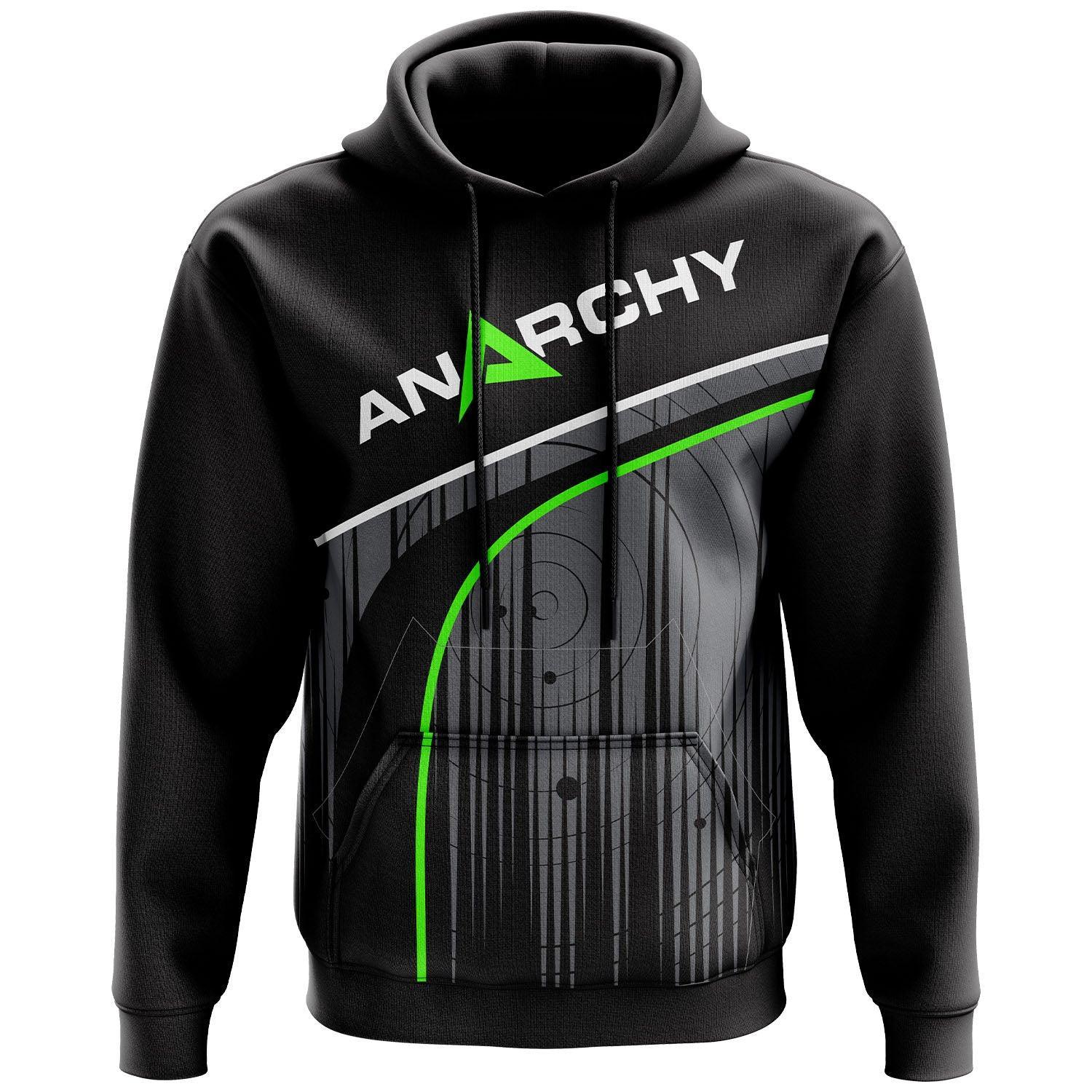 Anarchy Fleece Hoodie for Men & Women - Soft & Warm Pullover with Kangaroo Pocket - Black/Green - Perfect for Streetwear, Casual Outfits & Outdoor Activities