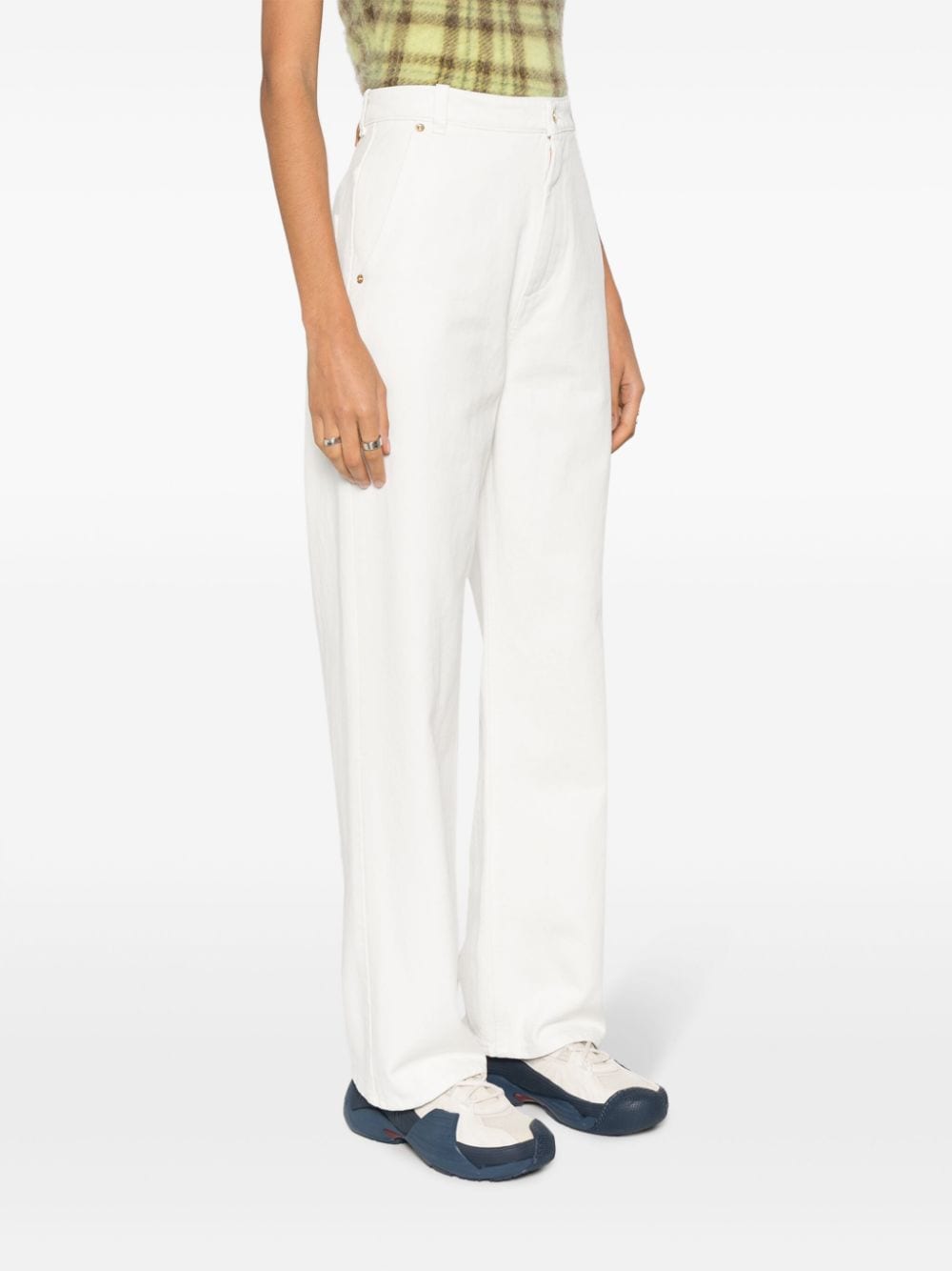 Bally Women's White Trousers - Classic Slim Fit Dress Pants for Office, Business & Formal Occasions