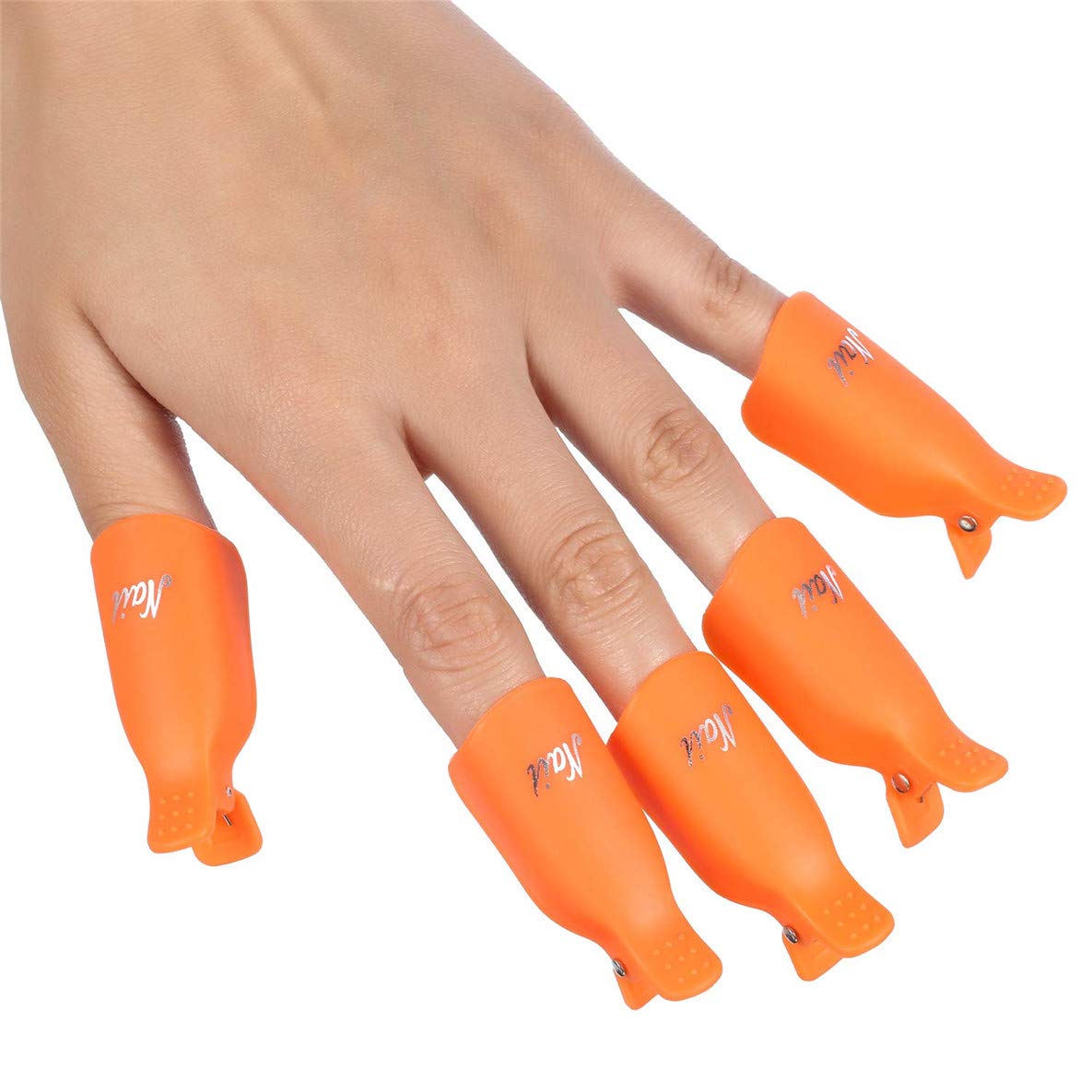 IME Nail Polish Remover Clips Set - 10pcs Orange Gel Soak Off Caps for UV Manicure, Acrylic Nails & Nail Art | Perfect for Salon & Home Nail Care