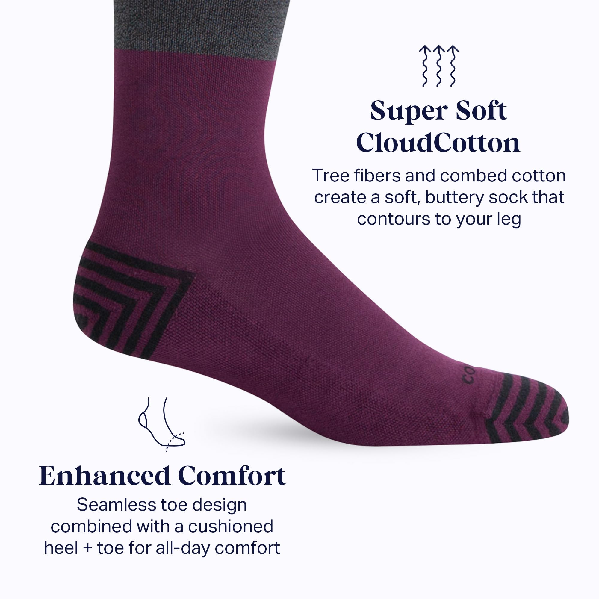 Comrad CloudCotton Knee High Compression Socks 15-20mmHg - Soft Combed Cotton Graduated Support Socks for Men & Women - Perfect for Running, Travel & Circulation Support