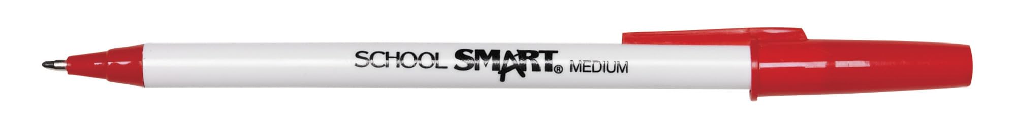 School Smart Medium Point Round Stick Pens - 12 Pack, Smooth Writing for Students & Office Use, Perfect for Note Taking, Exams & Daily Writing Tasks