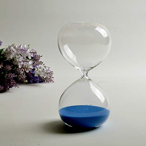 GracesDawn 15 Minute Blue Sand Hourglass - Elegant Transparent Glass Timer for Home Office Decor, Meditation Tool & Unique Gift Idea for Birthdays, Weddings & Special Occasions