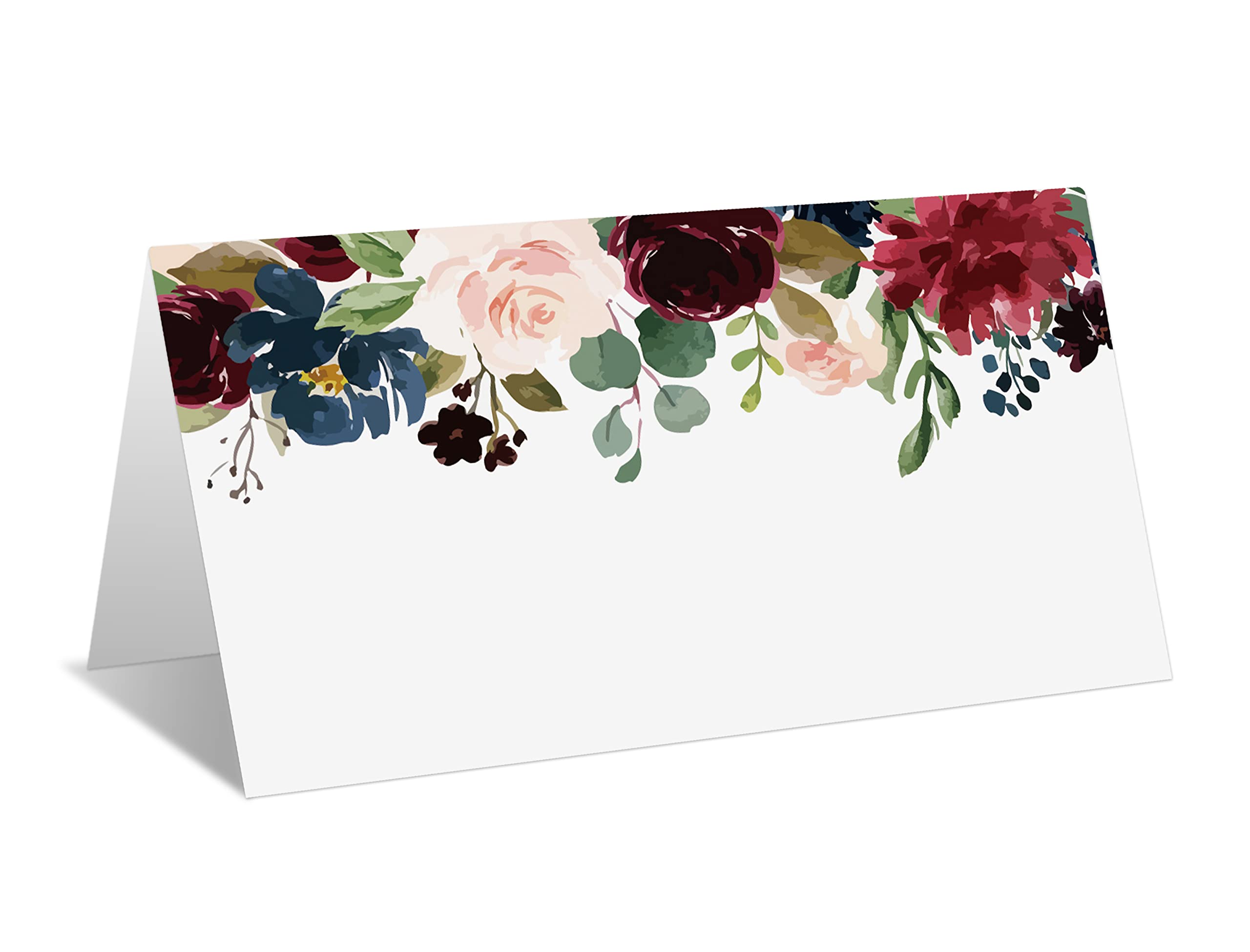 Elegant Floral Place Cards - 25 Pack Editable Name Cards for Weddings, Baby Showers & Parties | Tent Style Seating Cards for Valentine's Day, Bridal Events & Special Occasions | Perfect for Table Settings & Guest Seating Arrangements