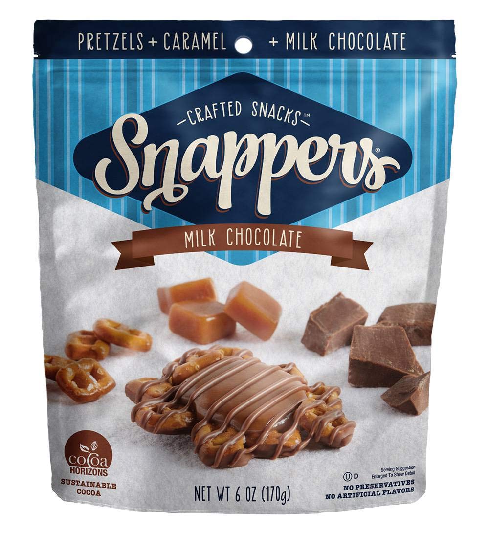 Snappers Pretzel Milk Chocolate Bites - 6 Ounce (6 Pack) | Crunchy Pretzel & Creamy Chocolate Snack for Parties, Gifts & Movie Nights