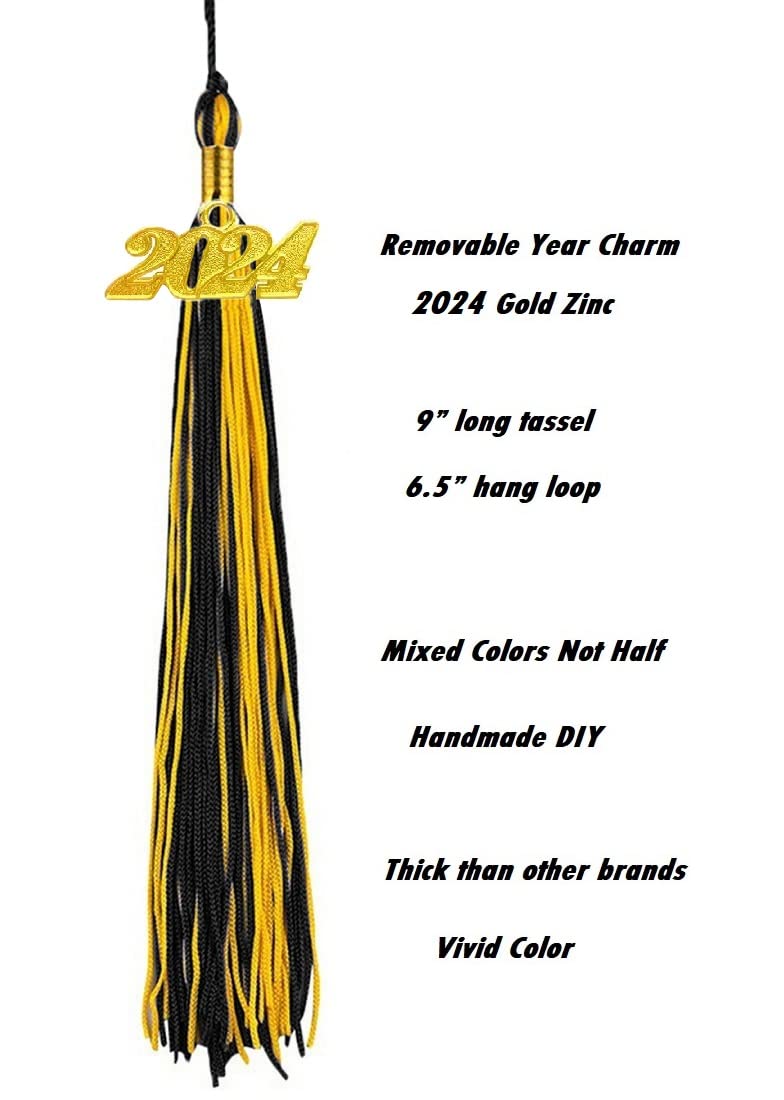 HEPNA 2024 Graduation Tassels - Elegant Black & Gold Honor Tassel for Graduation Ceremony & Photography - Perfect for High School, College Commencement & Graduation Party Decorations