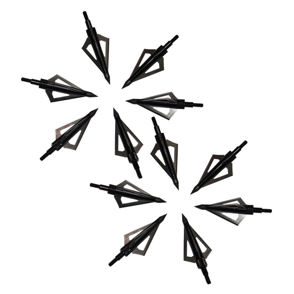12Pcs 125 Grain Fixed Blade Broadheads for Hunting - 3 Steel Blades Archery Arrowheads Compatible with Compound Bows & Crossbows - Includes Plastic Case (Great for Target Practice & Big Game Hunting)