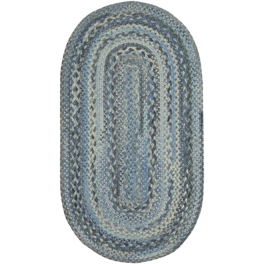 Capel Rugs Harborview Oval Braided Rug 3' x 5' Blue - Non-Slip Handwoven Cotton Rug for Living Room, Bedroom & Entryway Decor