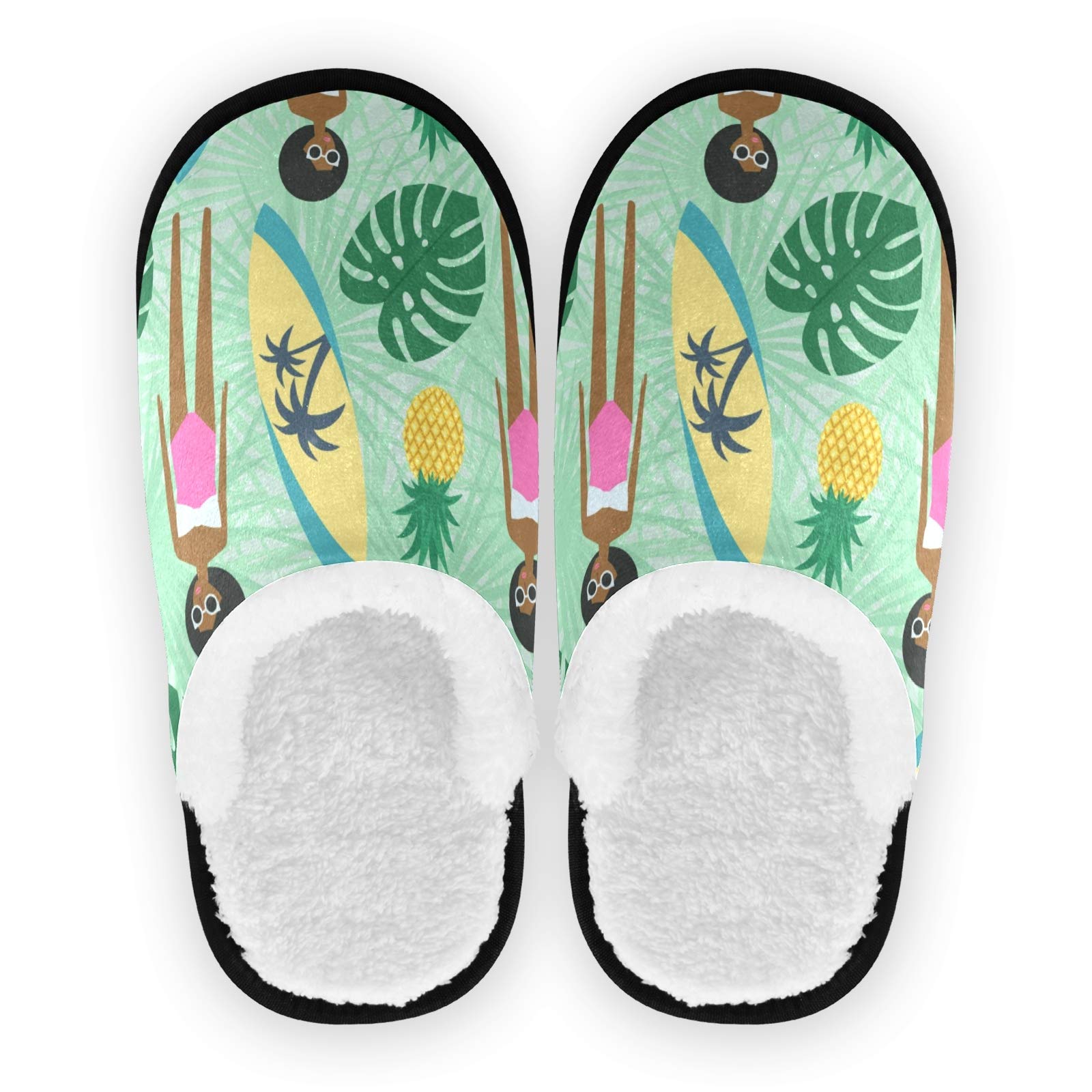 **Non-Slip House Slippers for Women & Men - Cozy Warm Indoor/Outdoor Slippers for Home, Travel, Spa & Hotel - African American Girl Beach Slippers for Relaxation & Comfort**    *(Use Cases: Perfect for lounging at home, beach vacations, spa visits, hotel stays, and travel comfort.)*