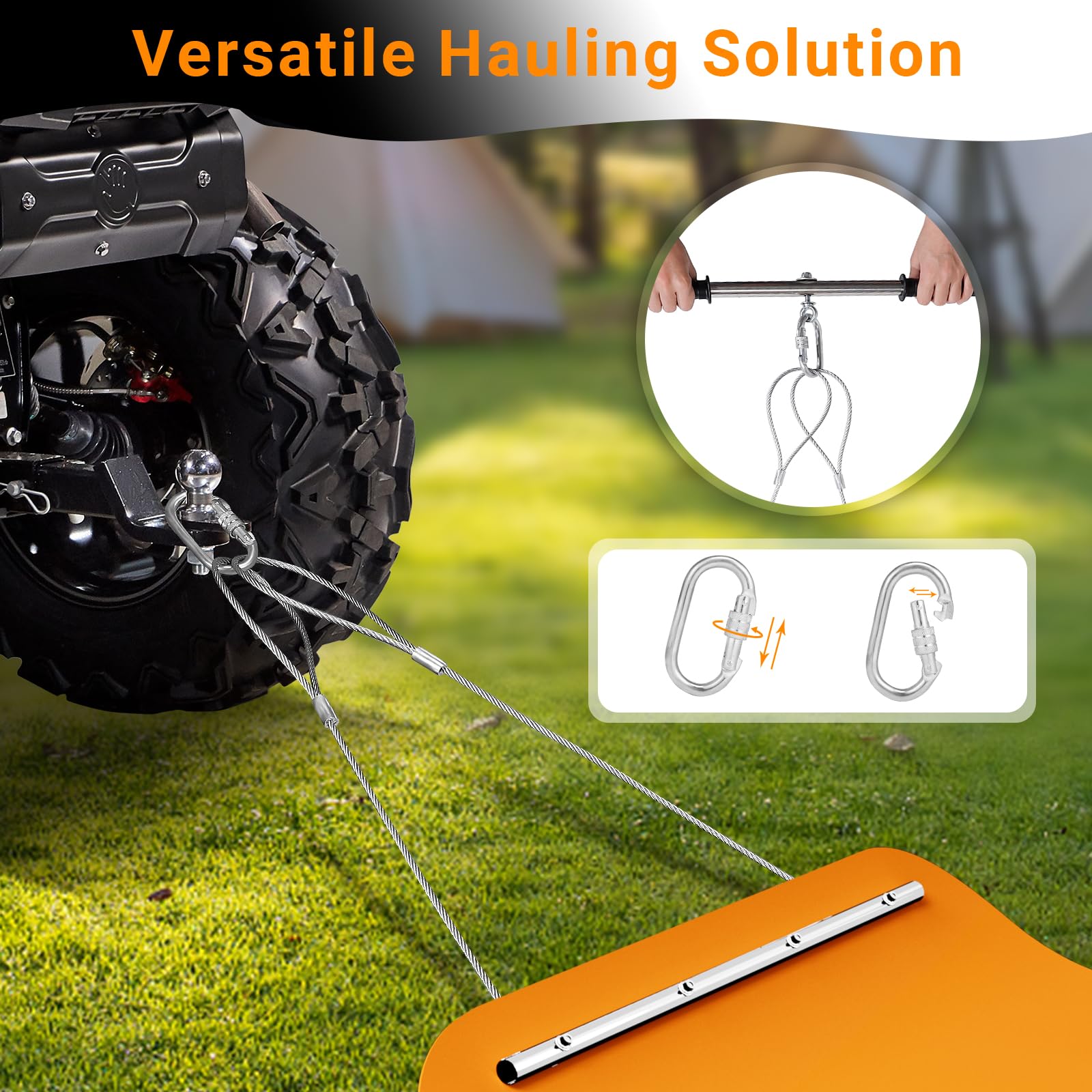 Heavy Duty Yard Drag Sled with Pull Cable & Bar - Professional Grade Yard Mat for Tree Trimming, Leaf Blowing & Home Hauling | Perfect for Transporting Bulky Items, Yard Debris & Landscaping Work