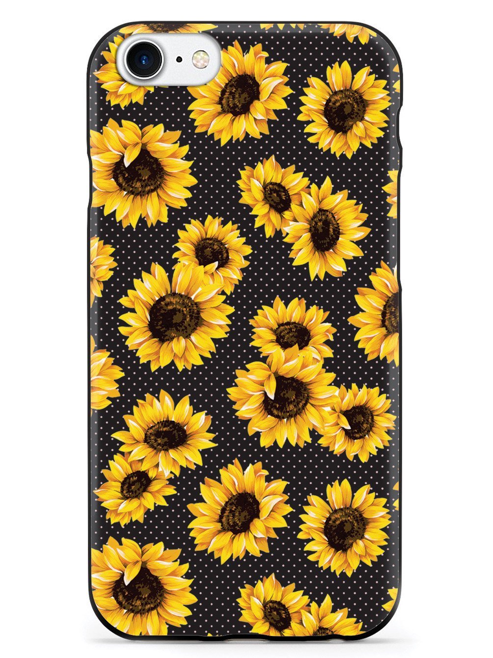 Inspired Cases - iPhone 8 Case with 3D Textured Protection - Sunflower Design in Black | Perfect for Everyday Use & Gift Giving