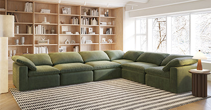 6-Seat Aspen Modular Corner Sectional Sofa - Modern L-Shaped Couch for Living Room, Family Room & Home Theater - Soft Fabric Upholstery with Reversible Chaise